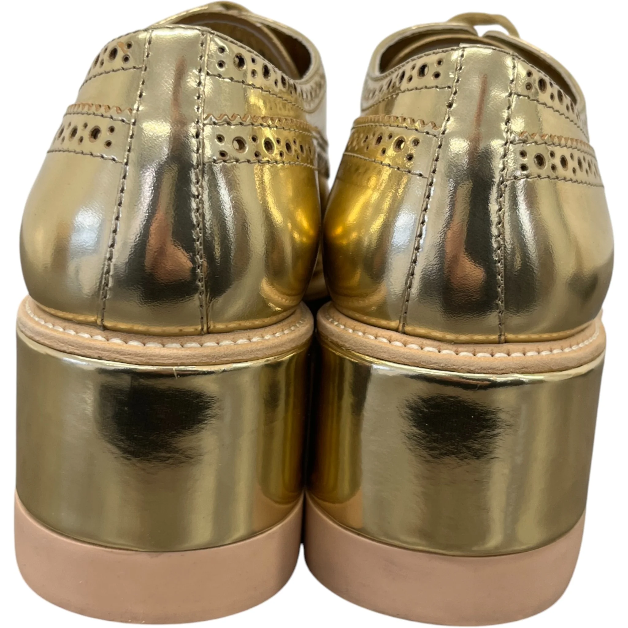 Women's Platform Oxford Loafers Gold Size EU 38.5 / UK 5.5 - Image 7