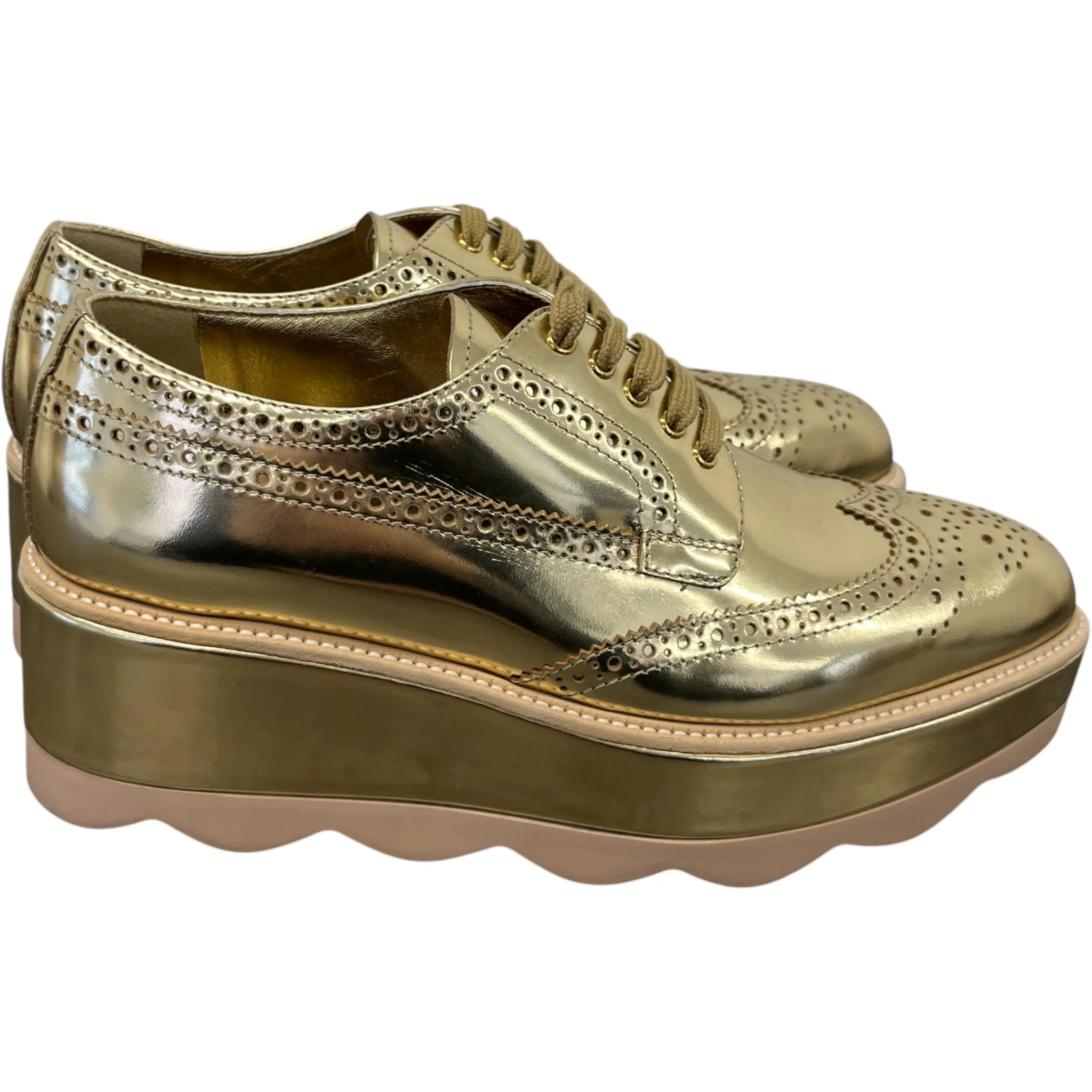 Women's Platform Oxford Loafers Gold Size EU 38.5 / UK 5.5 - Image 8
