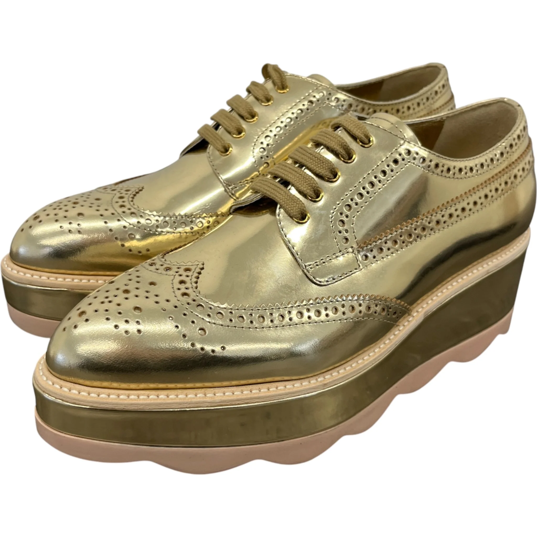 Women's Platform Oxford Loafers Gold Size EU 38.5 / UK 5.5 - Image 9