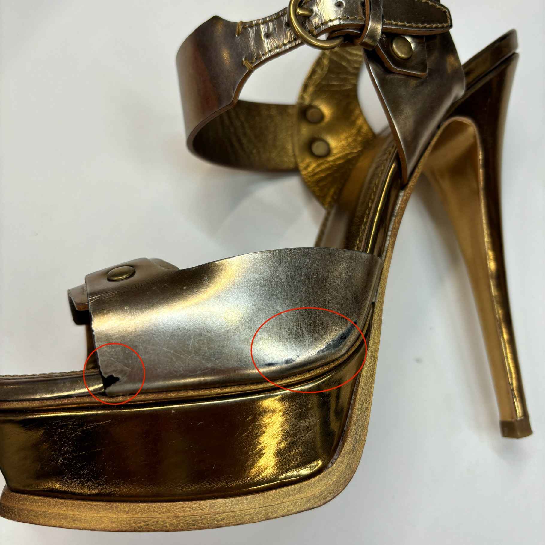 Women's Platform Slingback Heels Gold Size EU 37 / UK 4 - Image 13