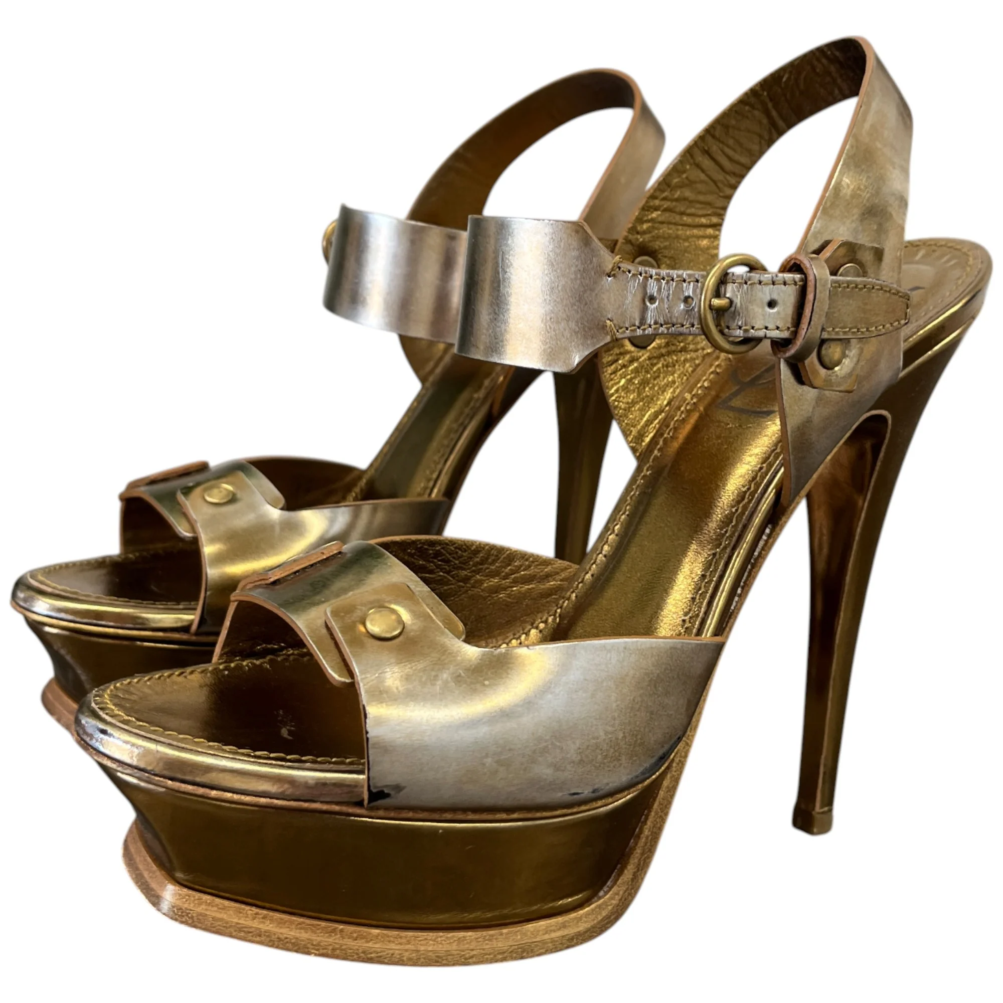 Women's Platform Slingback Heels Gold Size EU 37 / UK 4 - Image 8