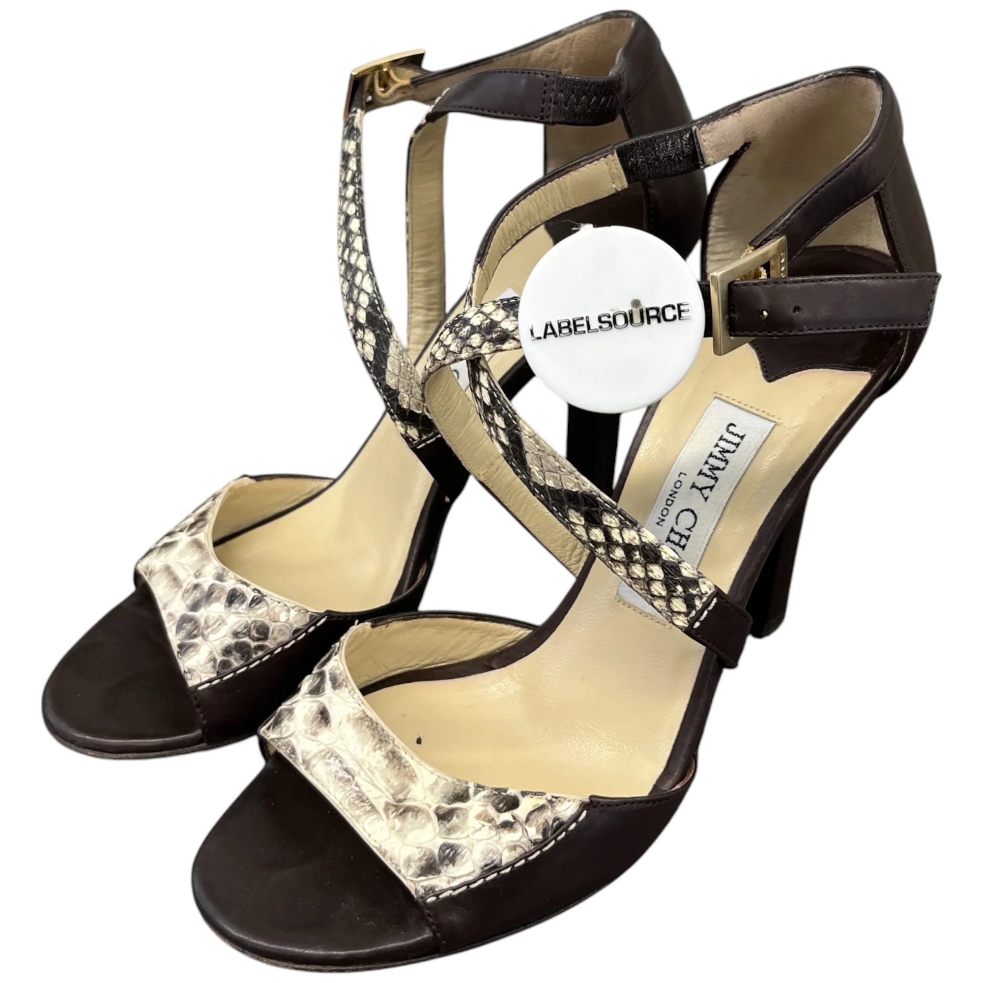Women's Python Ankle Strap Heels Brown Size EU 37 / UK 4 - Image 10