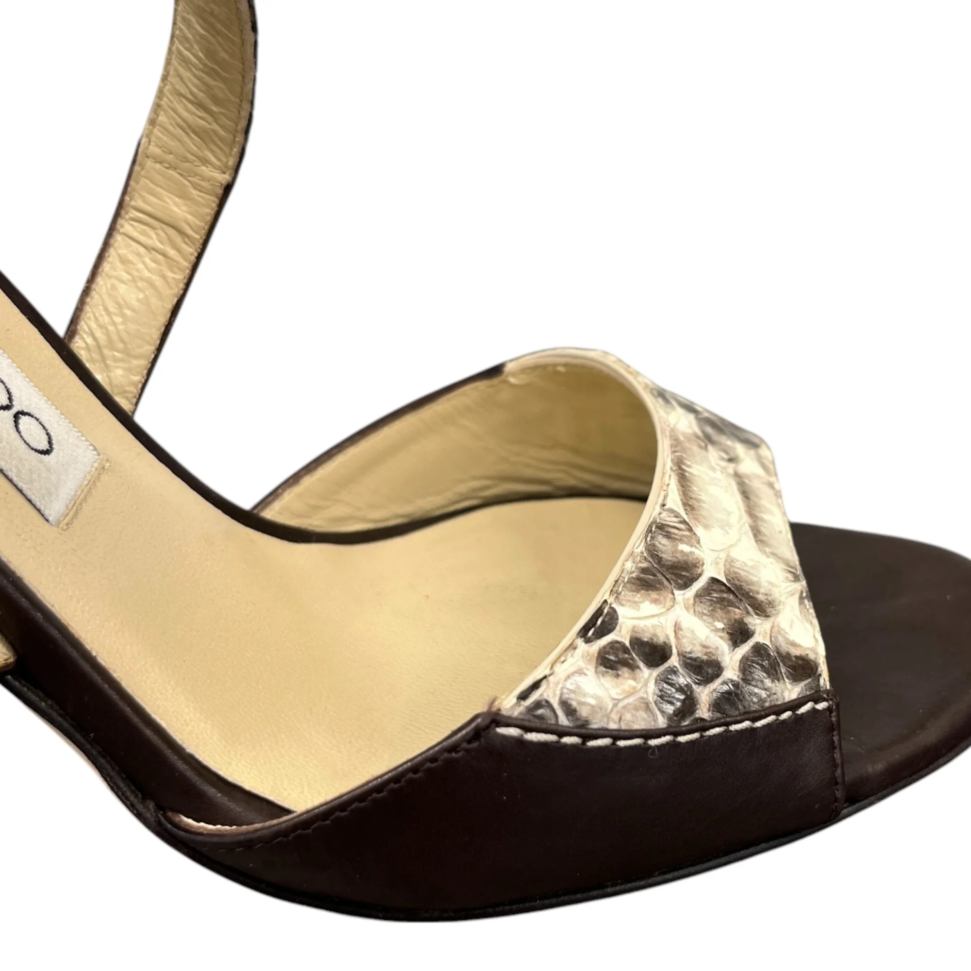 Women's Python Ankle Strap Heels Brown Size EU 37 / UK 4 - Image 12