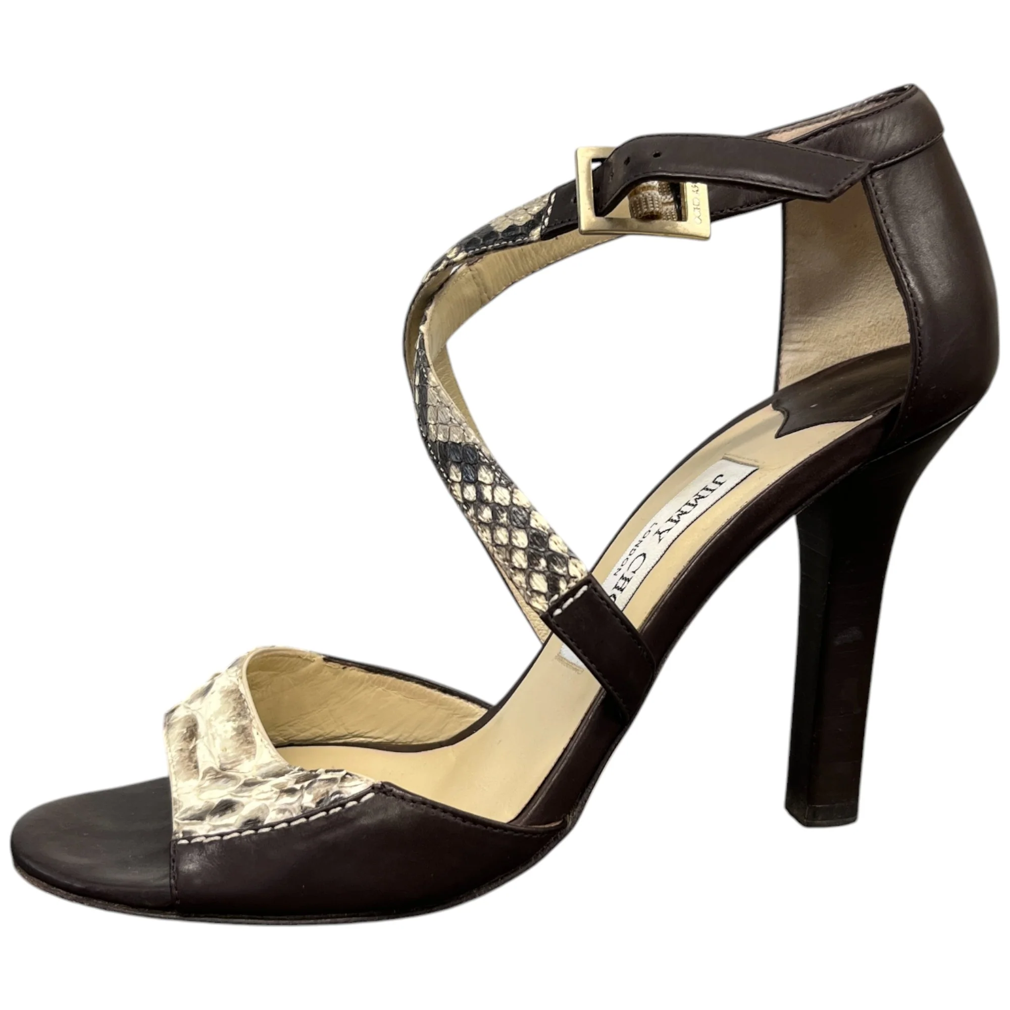 Women's Python Ankle Strap Heels Brown Size EU 37 / UK 4 - Image 5