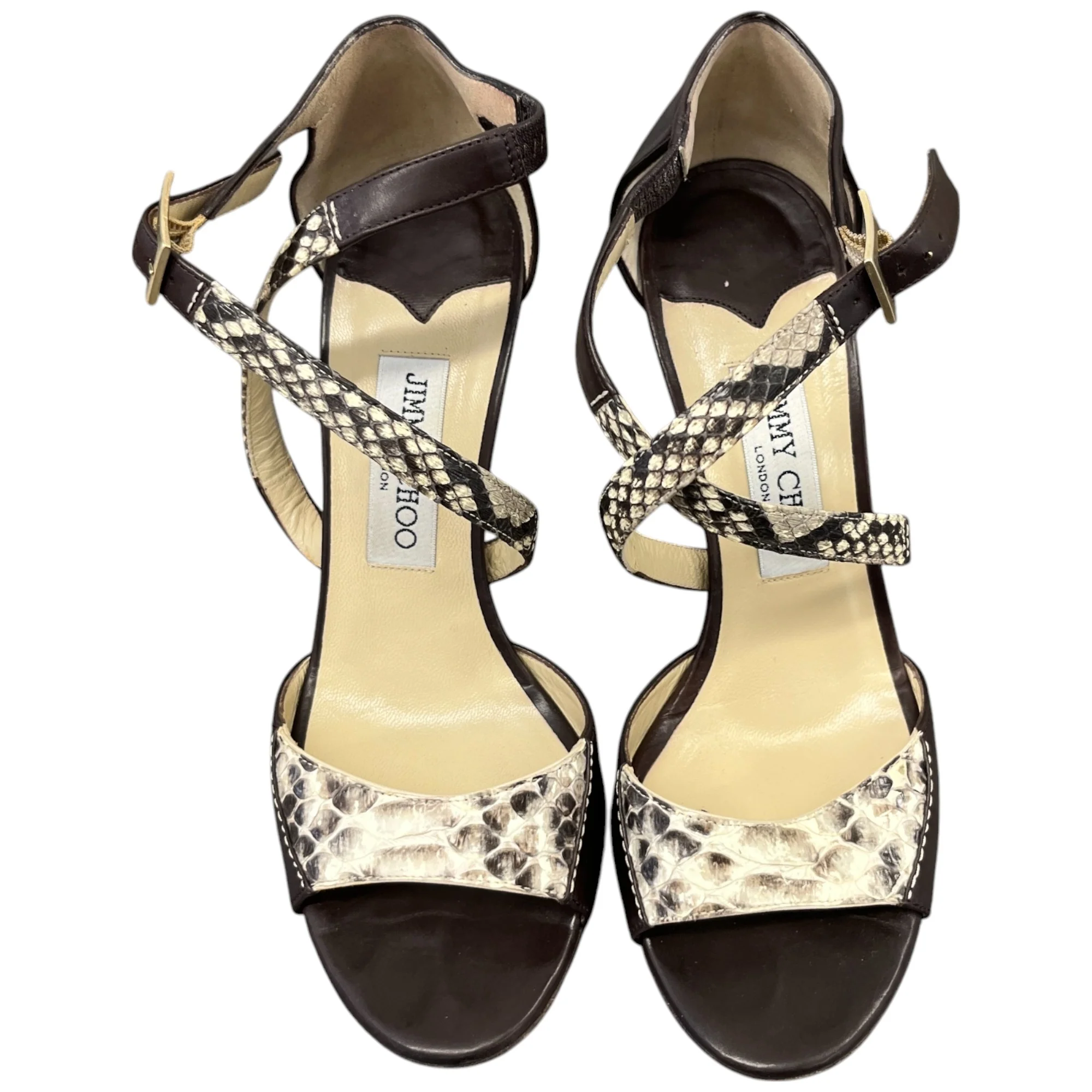 Women's Python Ankle Strap Heels Brown Size EU 37 / UK 4 - Image 6