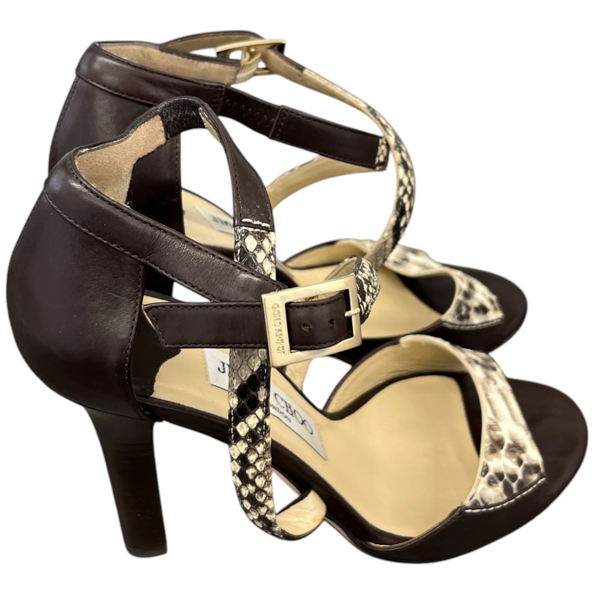 Women's Python Ankle Strap Heels Brown Size EU 37 / UK 4 - Image 8