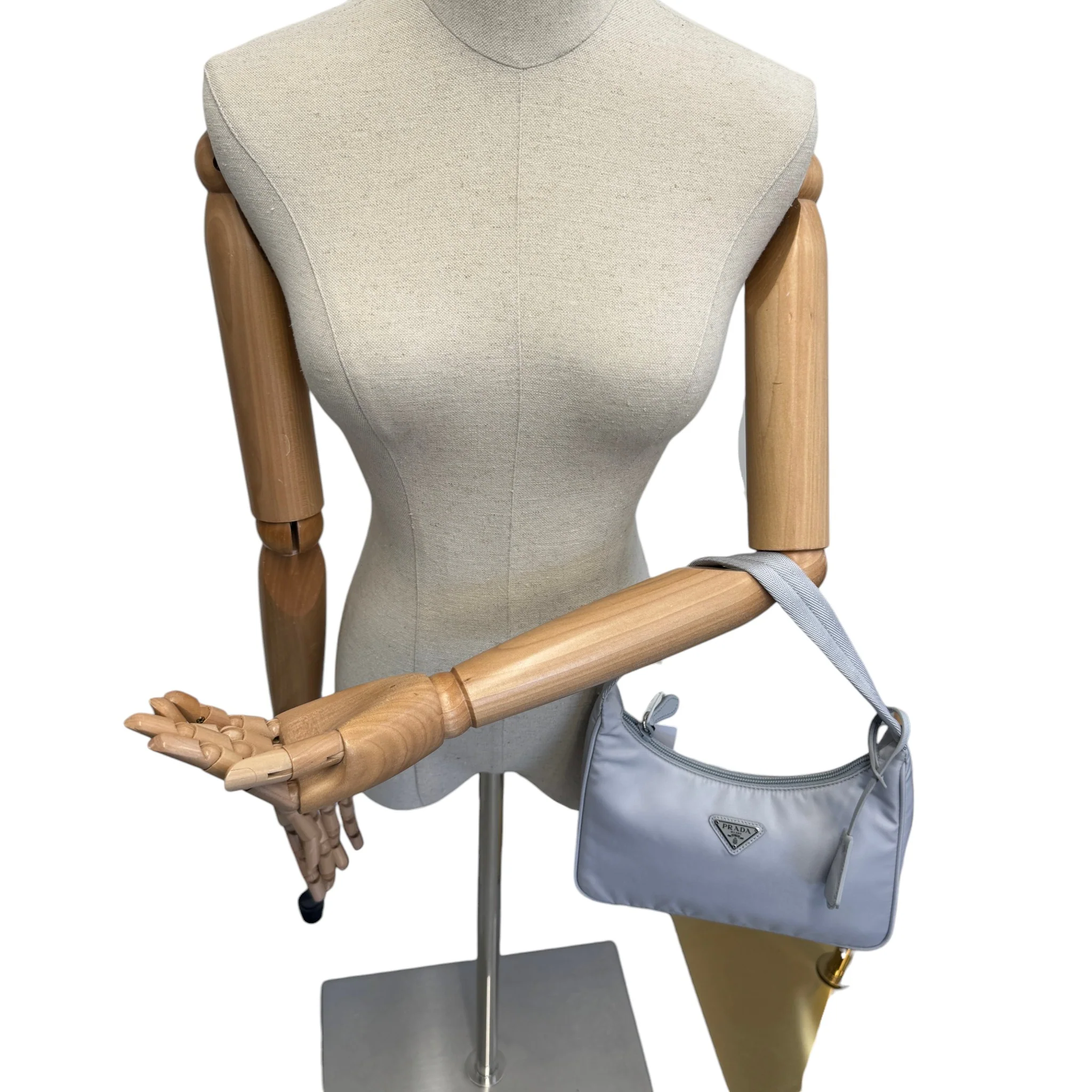 Women's Re-Edition 2000 Tessuto Mini Hobo Bag Grey - Image 10
