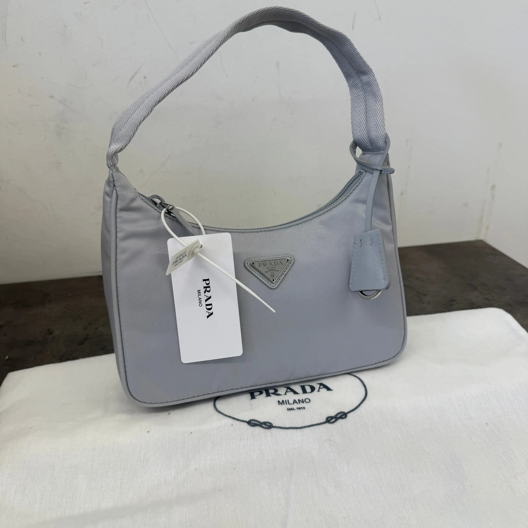 Women's Re-Edition 2000 Tessuto Mini Hobo Bag Grey - Image 11