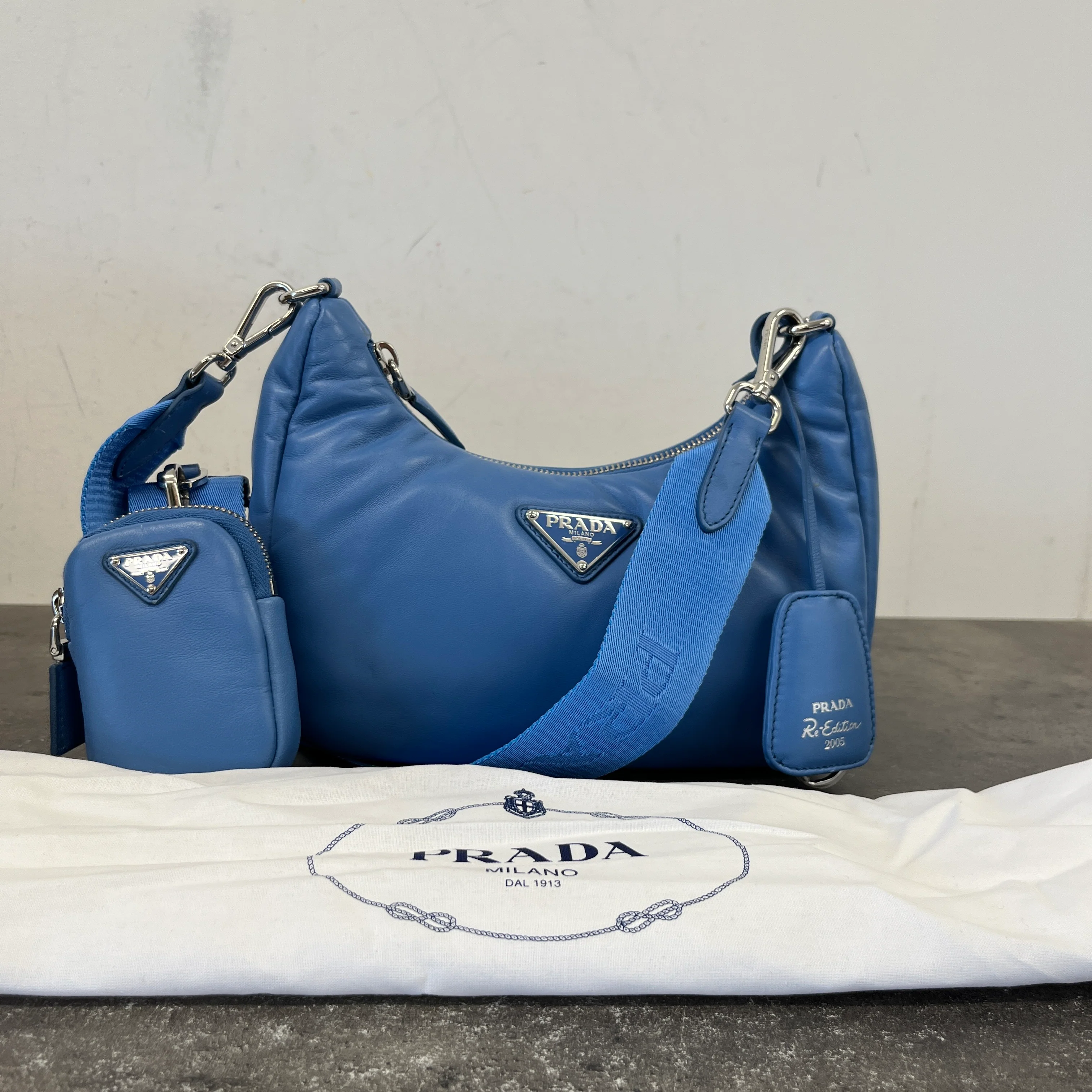 Women's Re-Edition 2005 Padded Nappa Bag Blue - Image 14