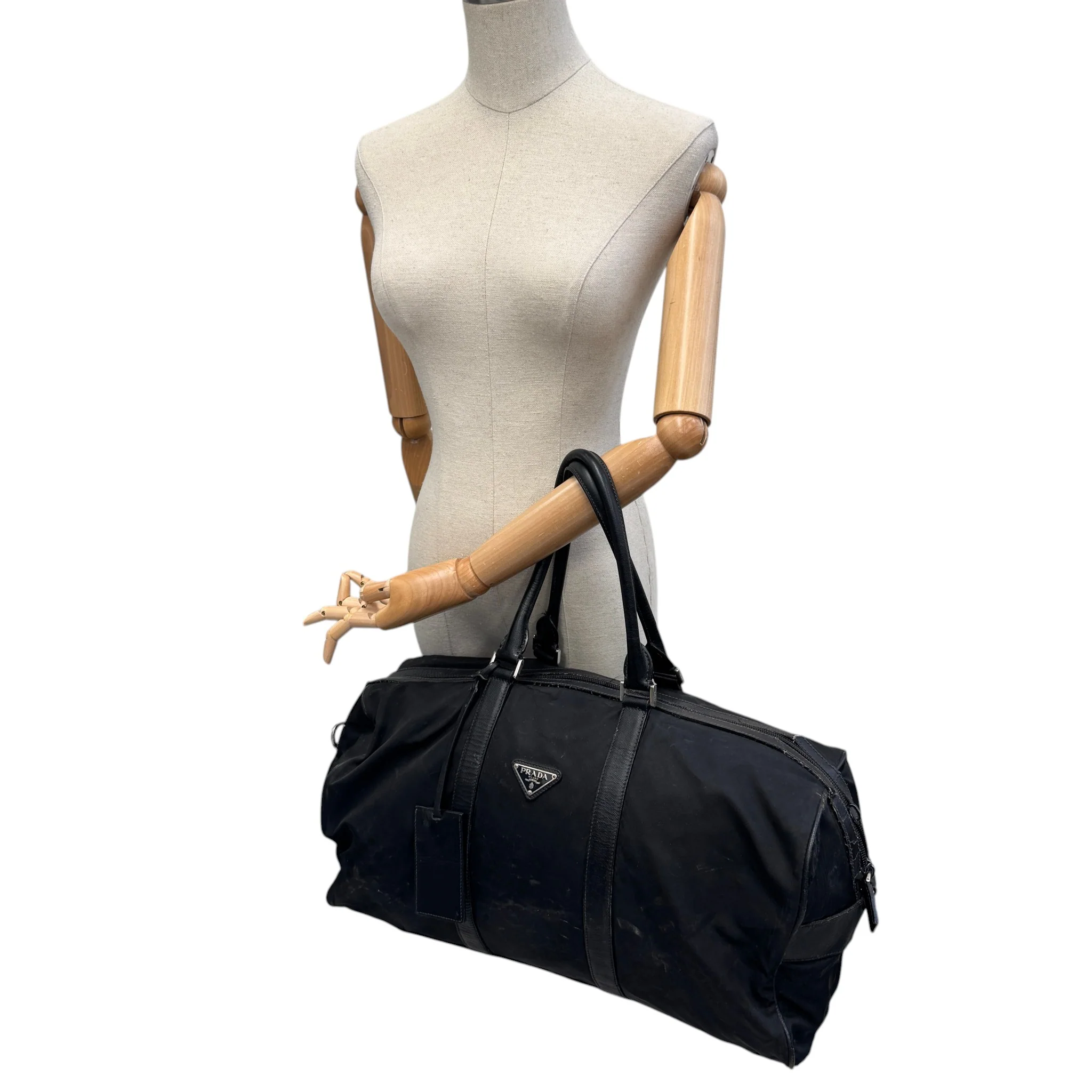 Women's Re-Nylon Plaque Logo Bag Black - Image 2