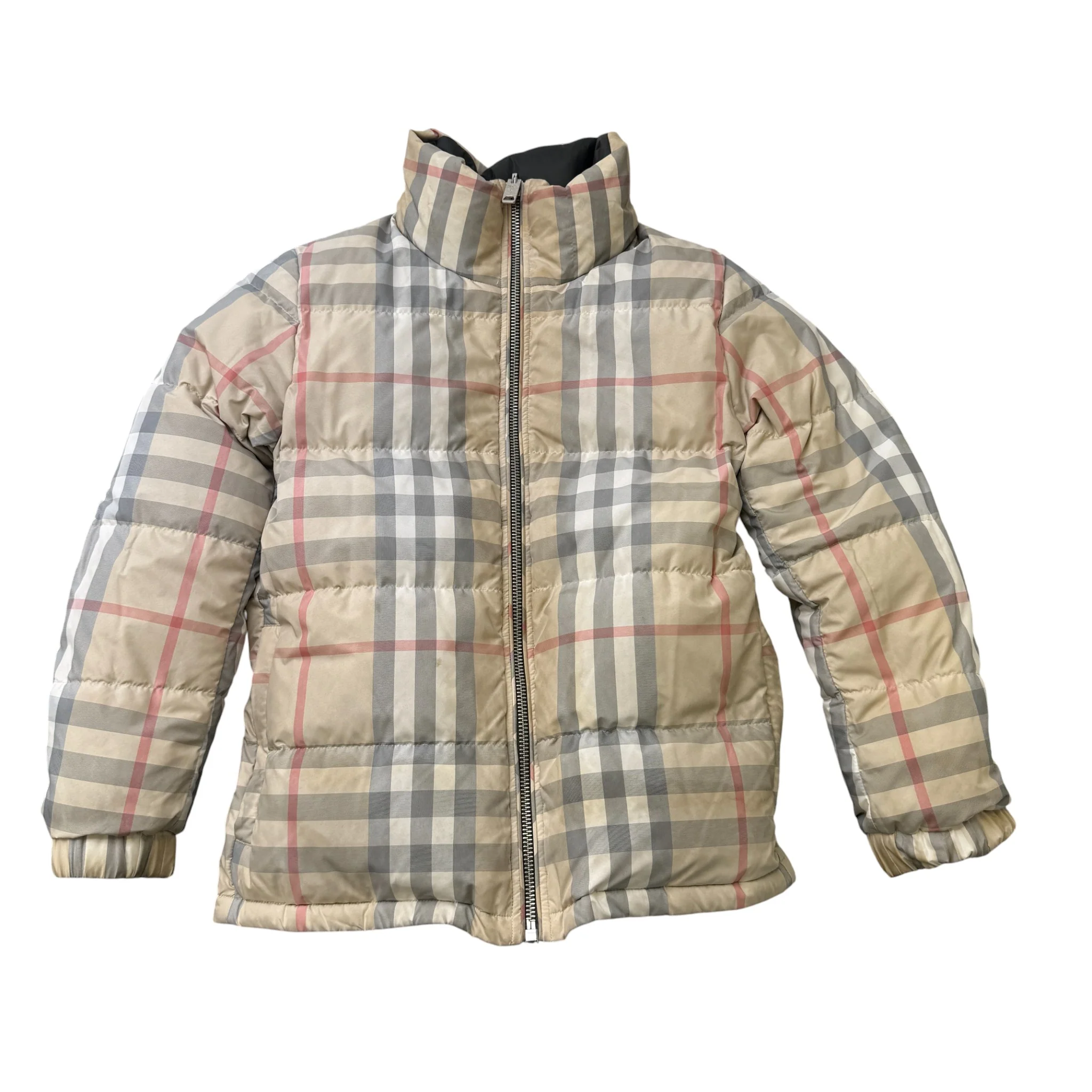 Women's Reversible Check Down Jacket Khaki Size S