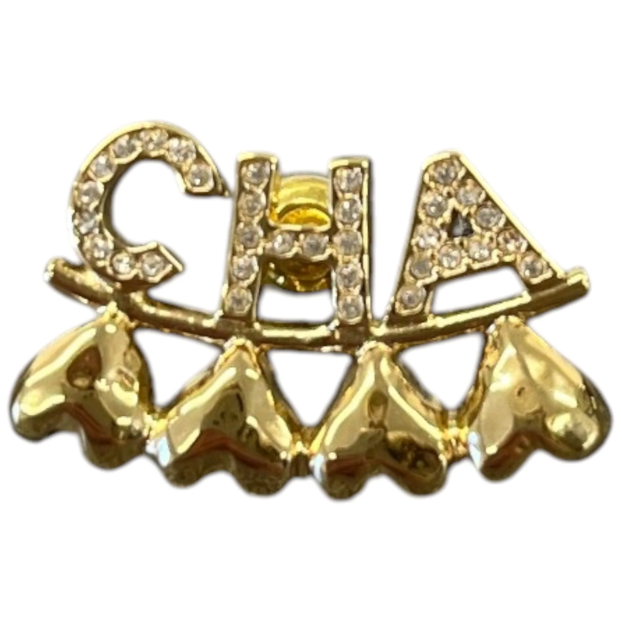 Women's Rhinestone Heart Logo Earrings Gold - Image 5