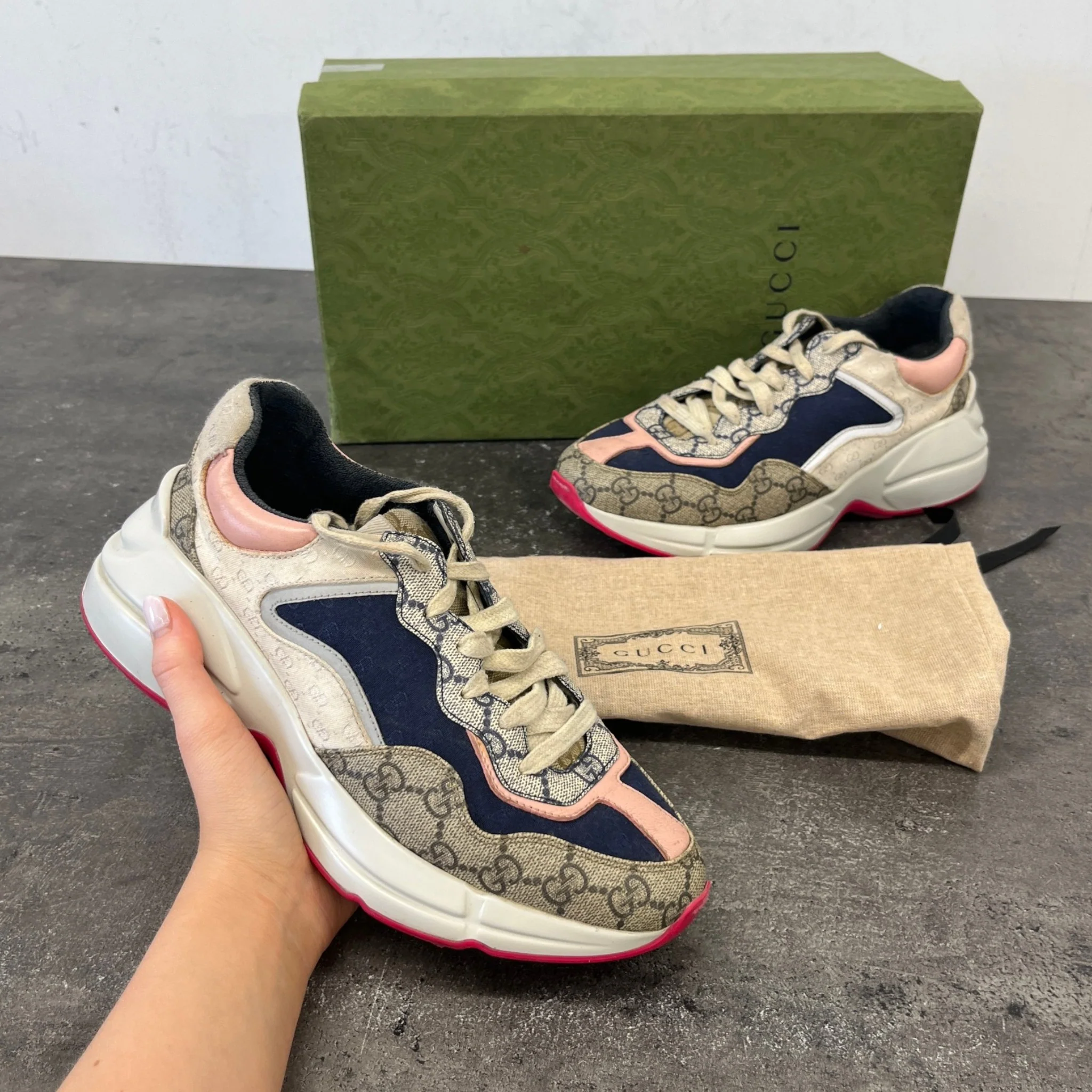 Women's Rhyton Low Trainers Beige Size EU 38 / UK 5 - Image 12
