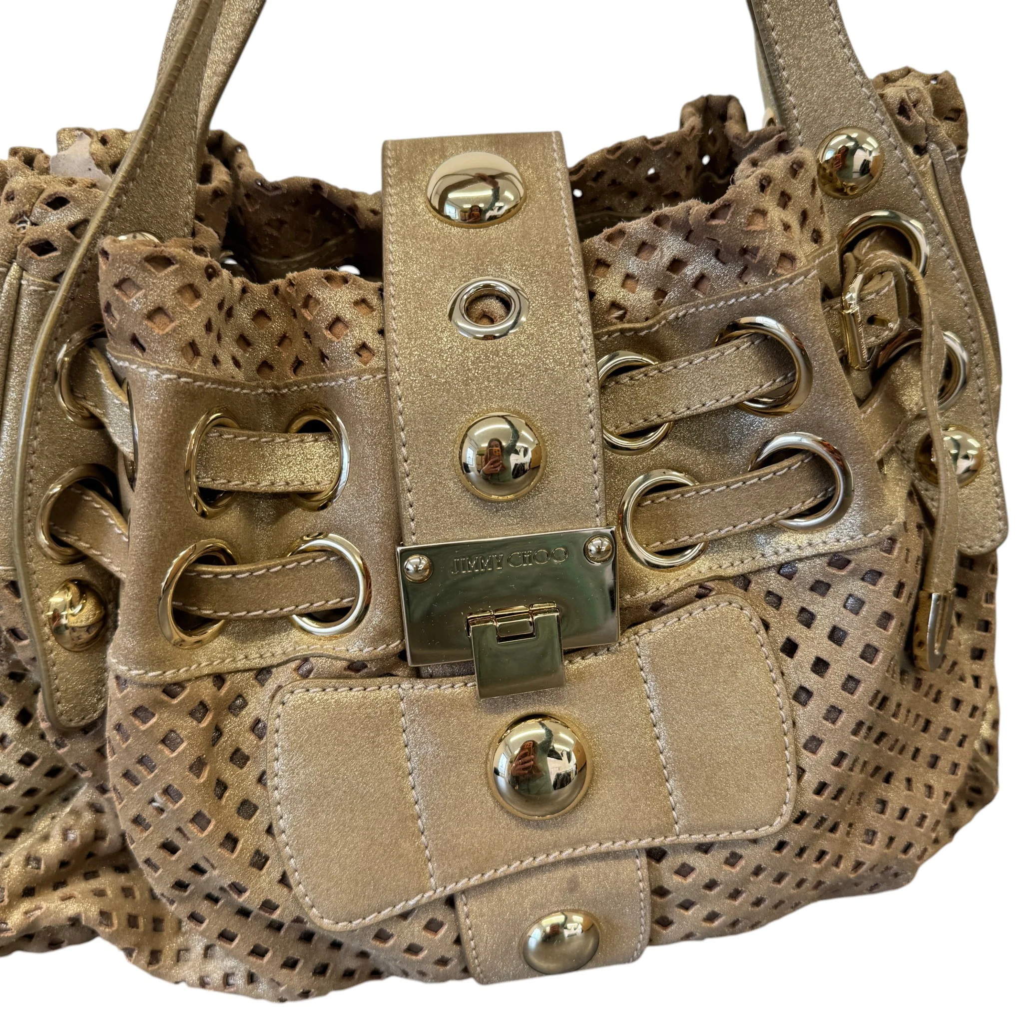 Women's Riki Perforated Bag Gold - Image 4