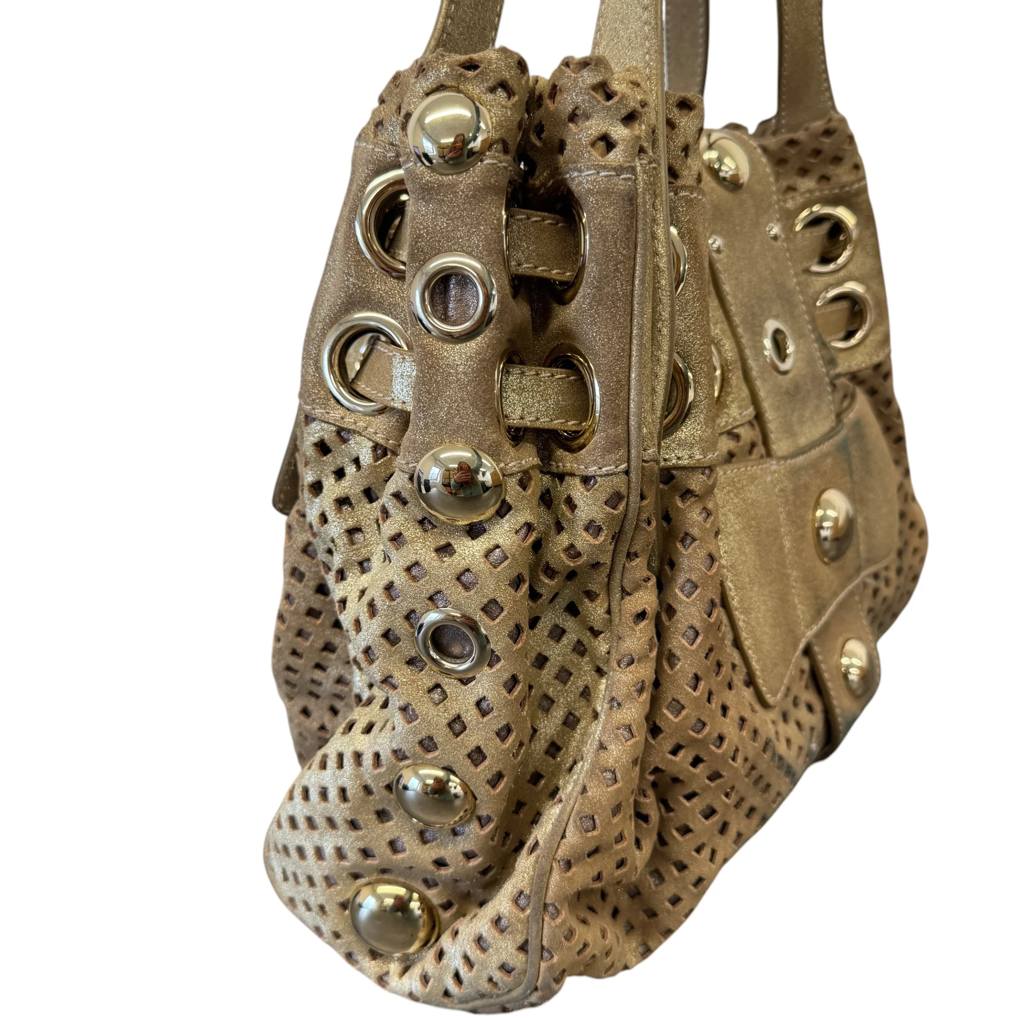 Women's Riki Perforated Bag Gold - Image 7