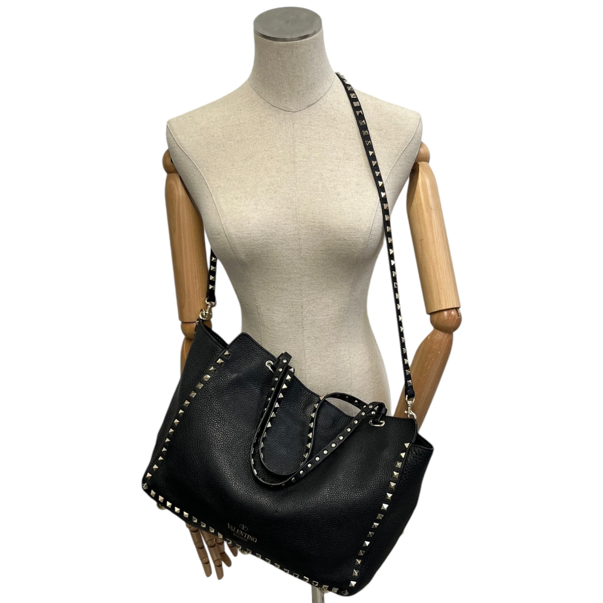 Women's Rockstud Tote Bag Black - Image 2