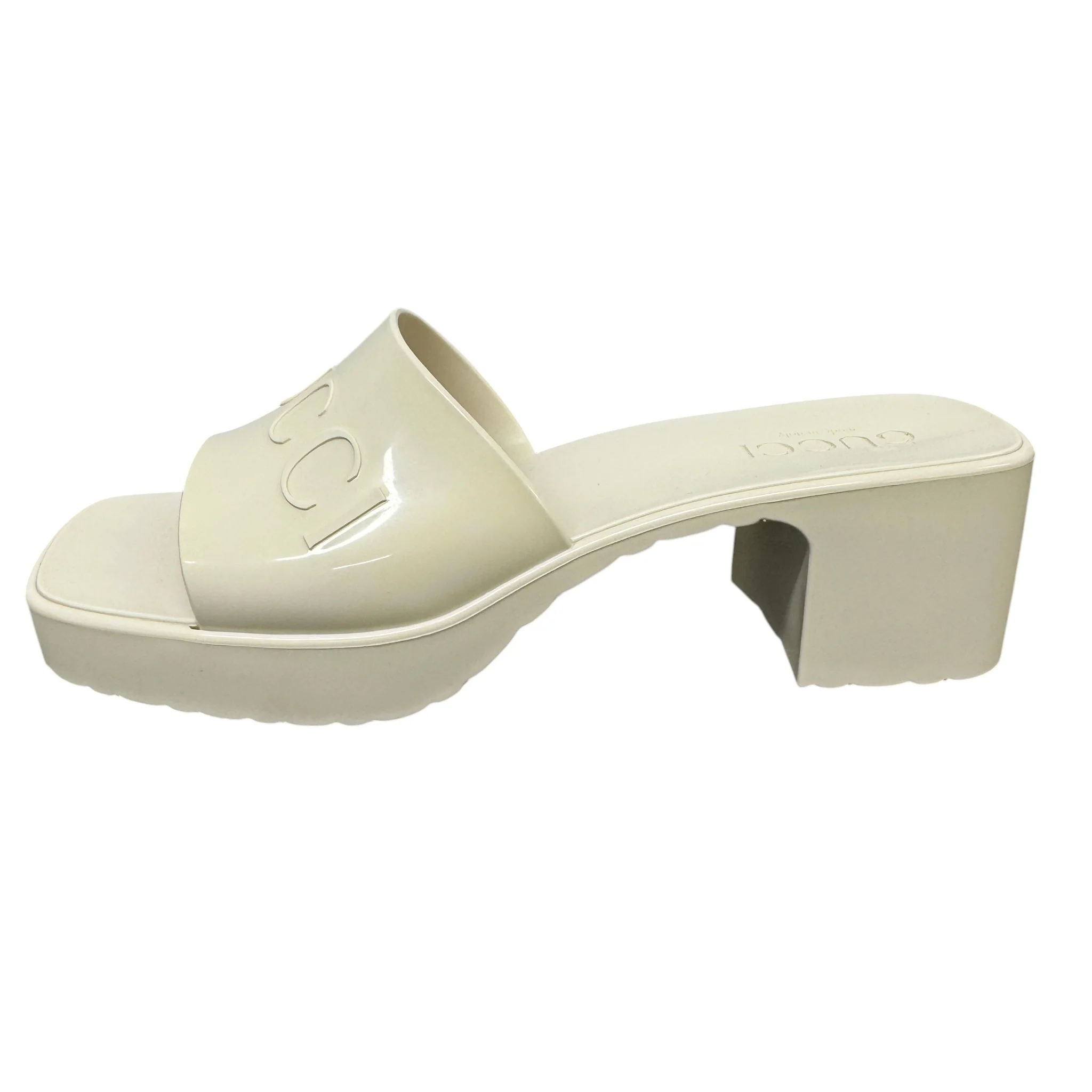 Women's Rubber Logo Platform Heels Cream Size EU 37 / UK 4 - Image 4