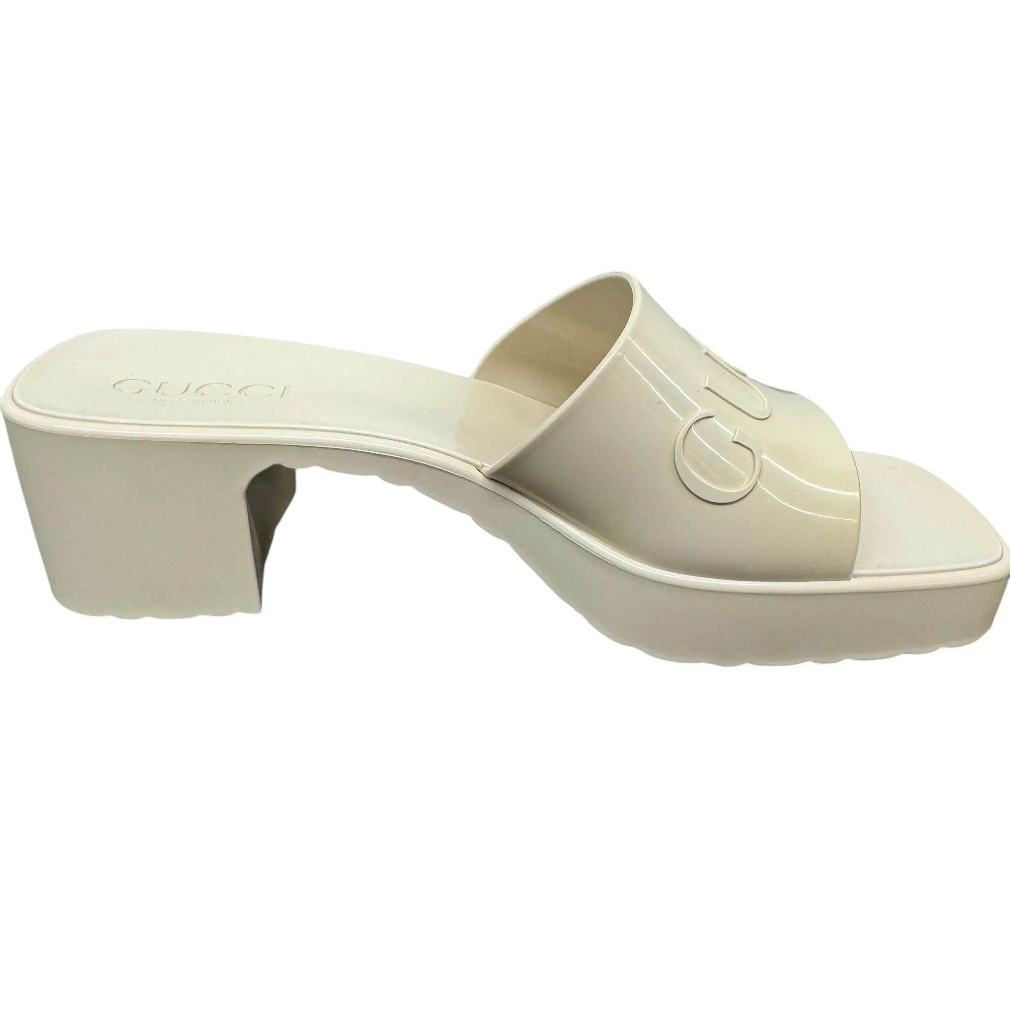 Women's Rubber Logo Platform Heels Cream Size EU 37 / UK 4 - Image 5
