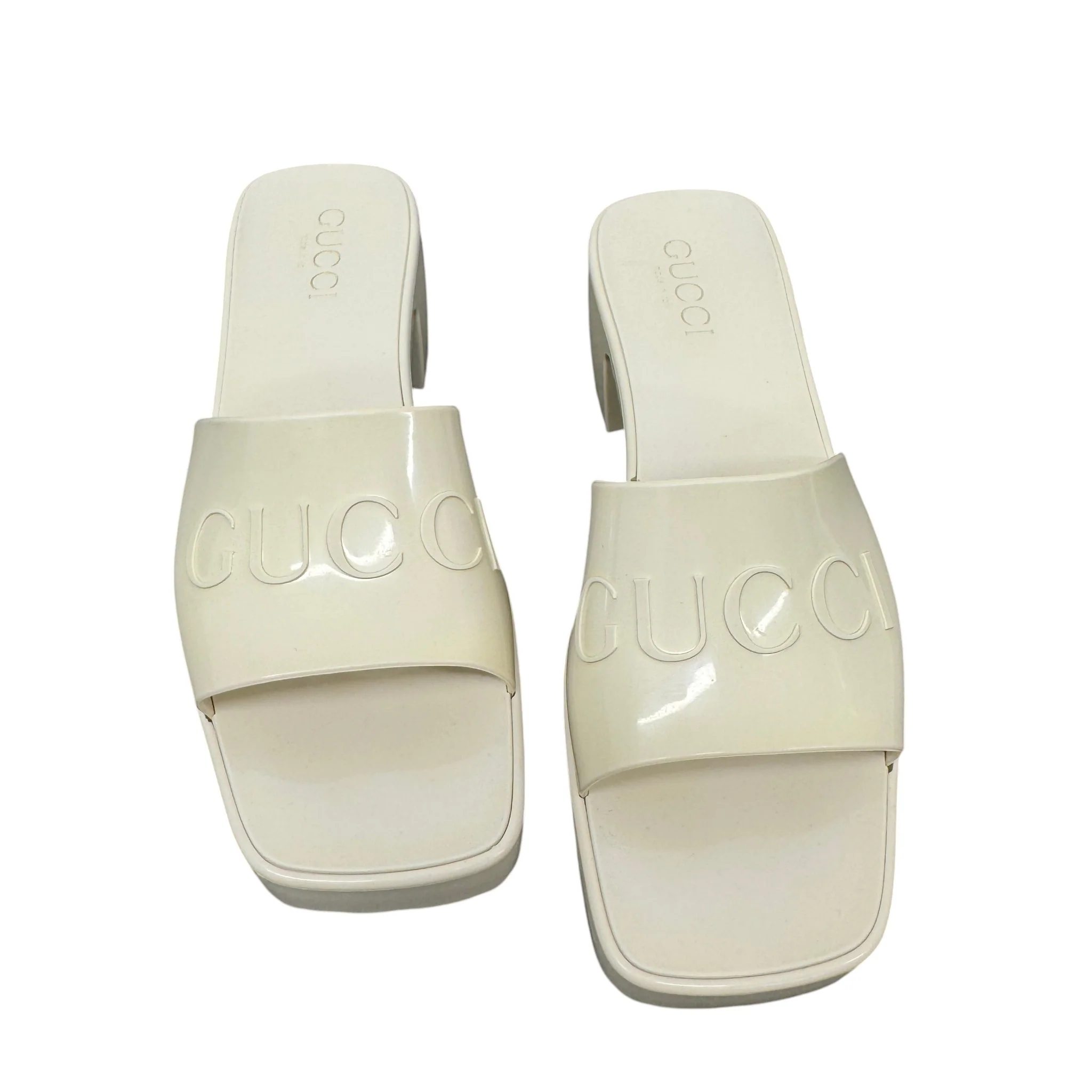 Women's Rubber Logo Platform Heels Cream Size EU 37 / UK 4 - Image 6