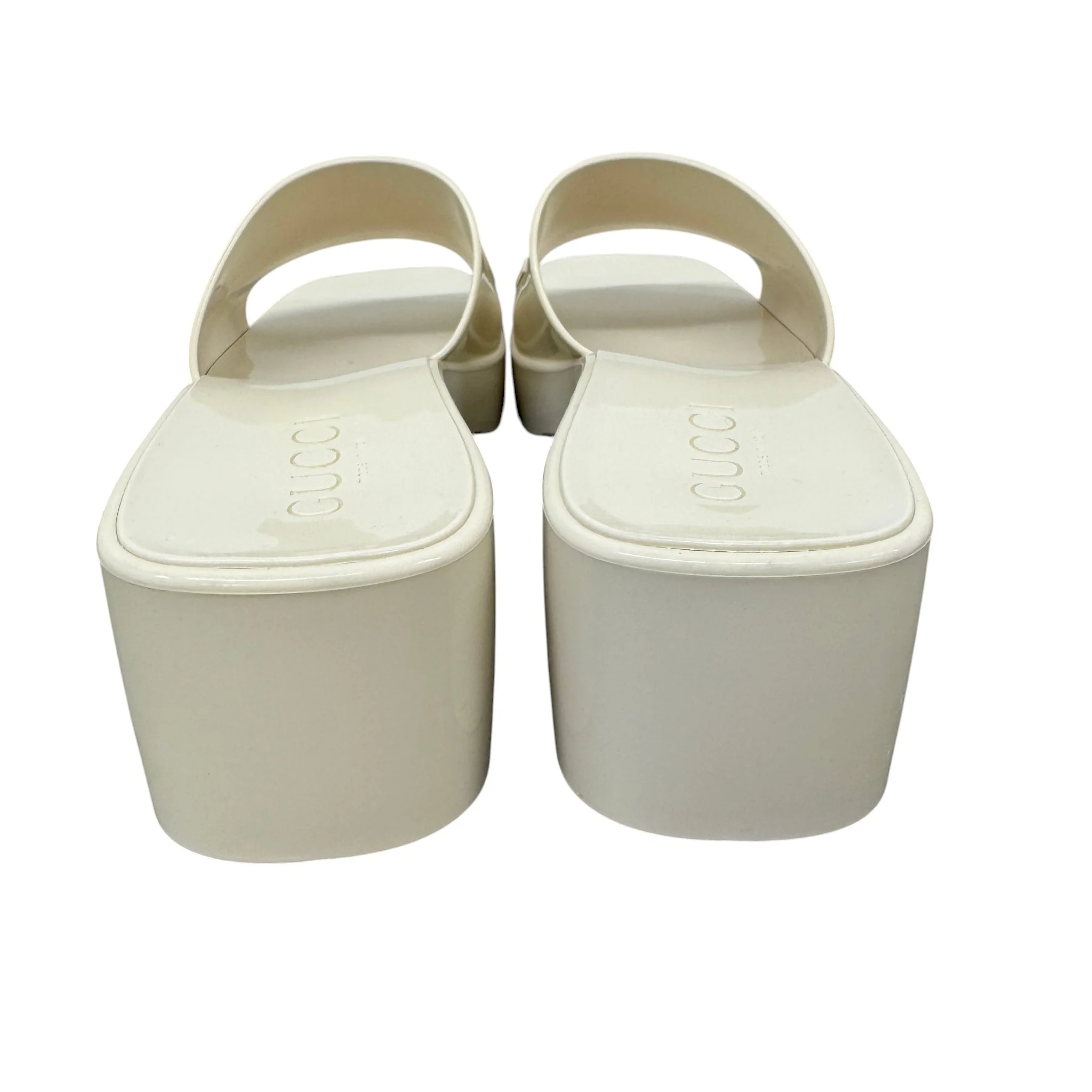 Women's Rubber Logo Platform Heels Cream Size EU 37 / UK 4 - Image 8