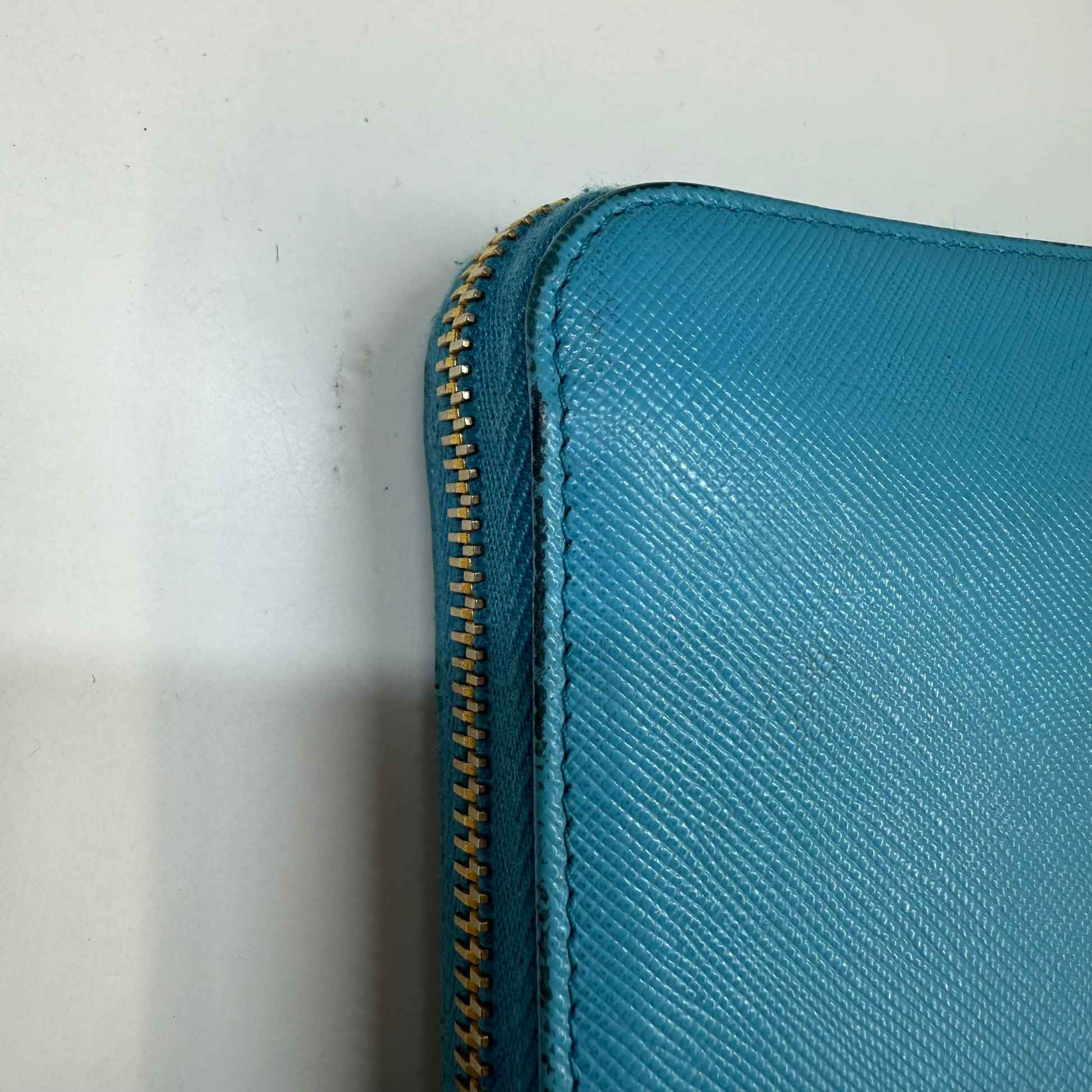 Women's Saffiano Zip Around Long Purse Blue - Image 9