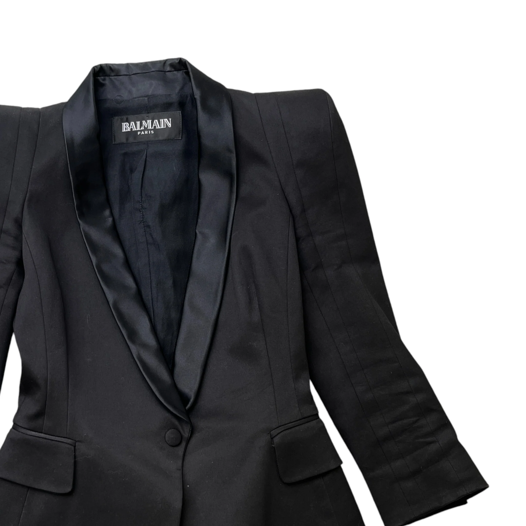 Women's Satin Lapels Jacket Black Size IT 38 / UK 6 - Image 3