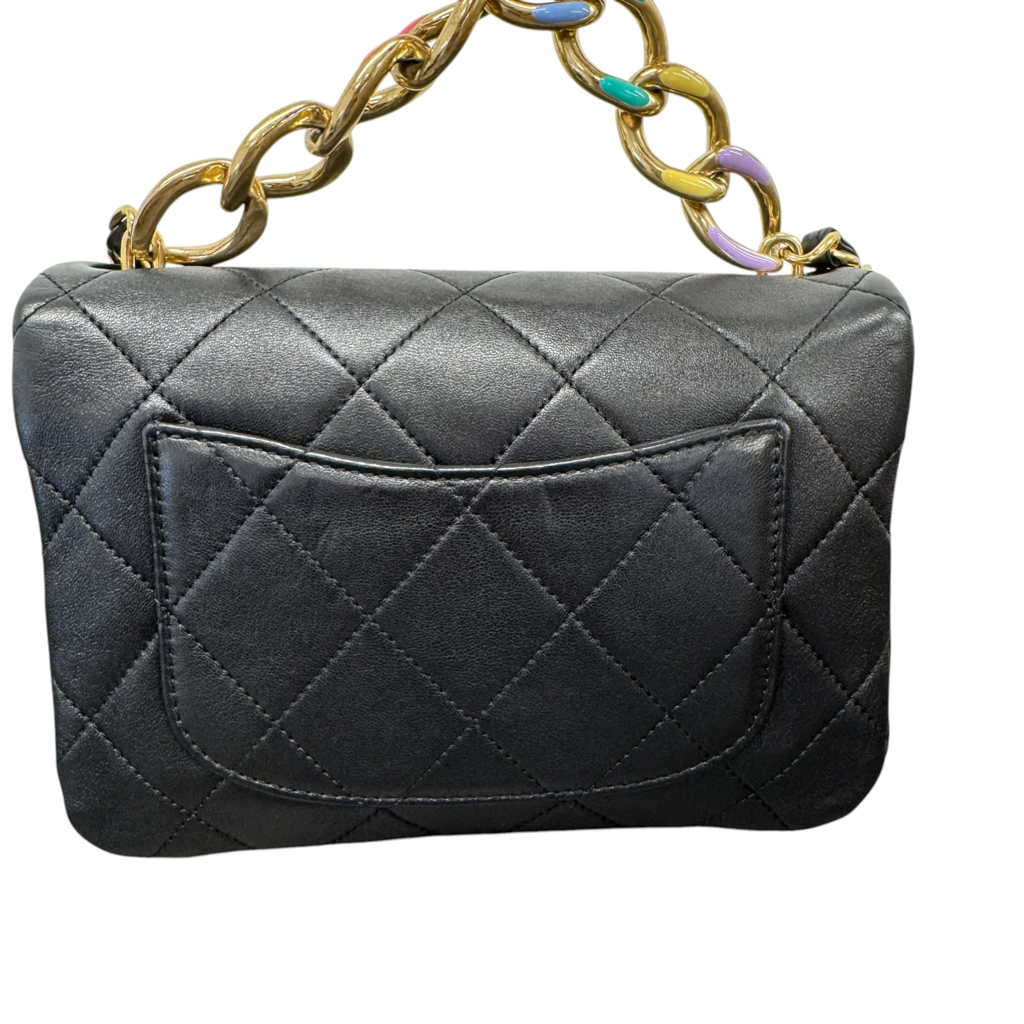 Women's Seasonal Rainbow Chain Flap Bag Black - Image 2