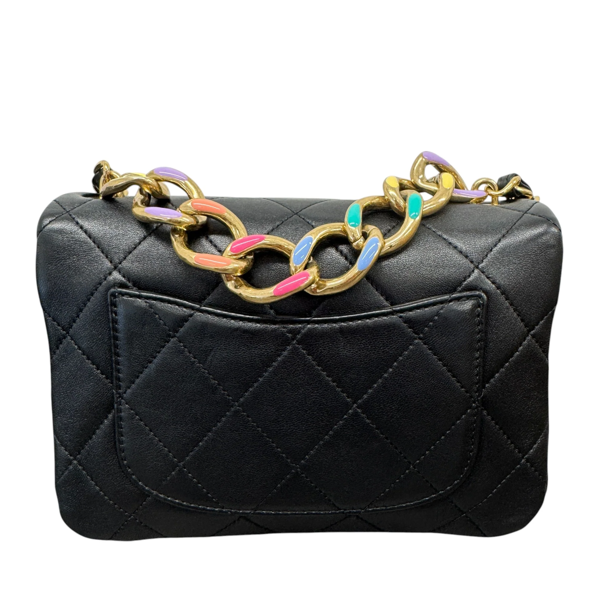 Women's Seasonal Rainbow Chain Flap Bag Black - Image 6