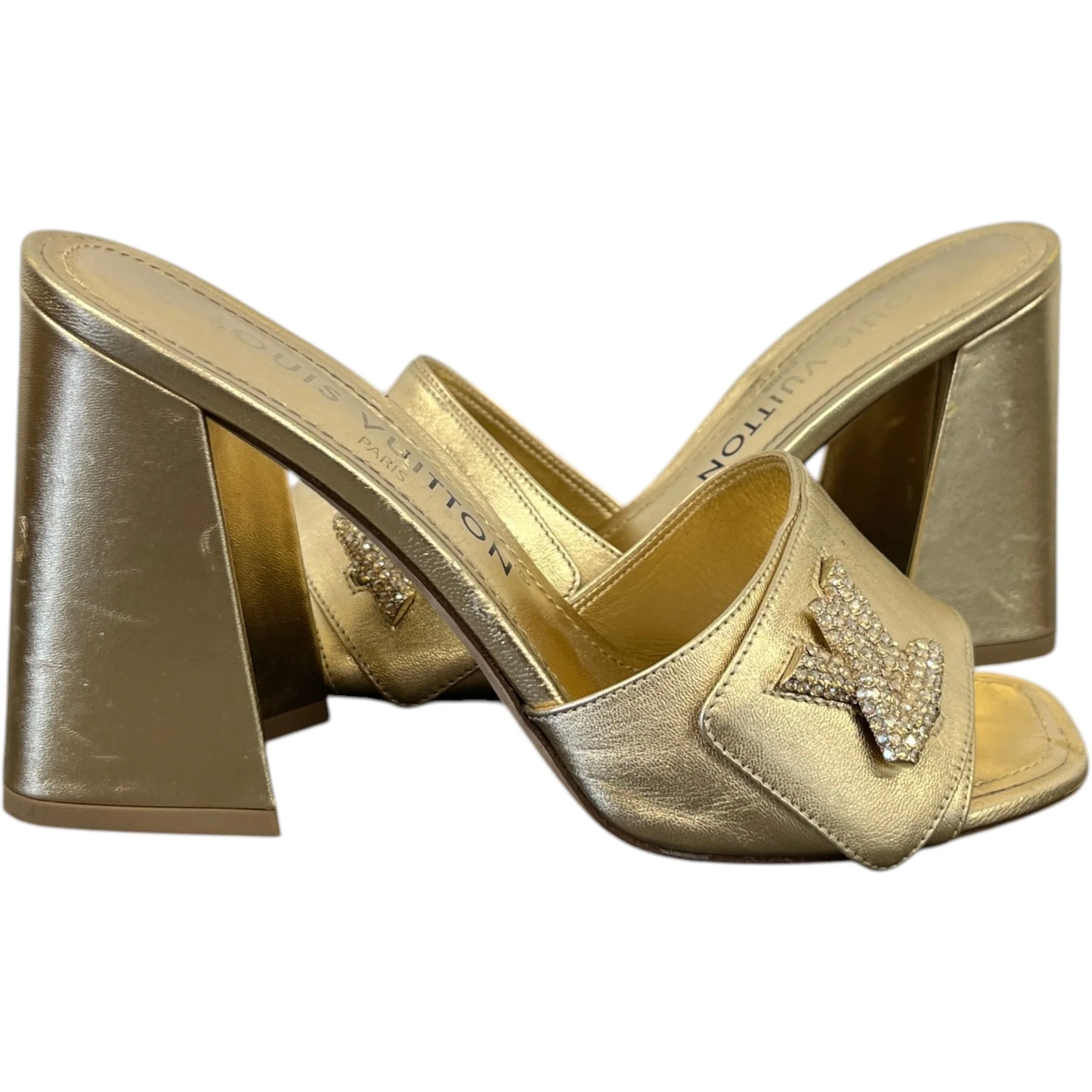 Women's Shake Crystal Lv Heels Gold Size EU 37 / UK 4 - Image 3