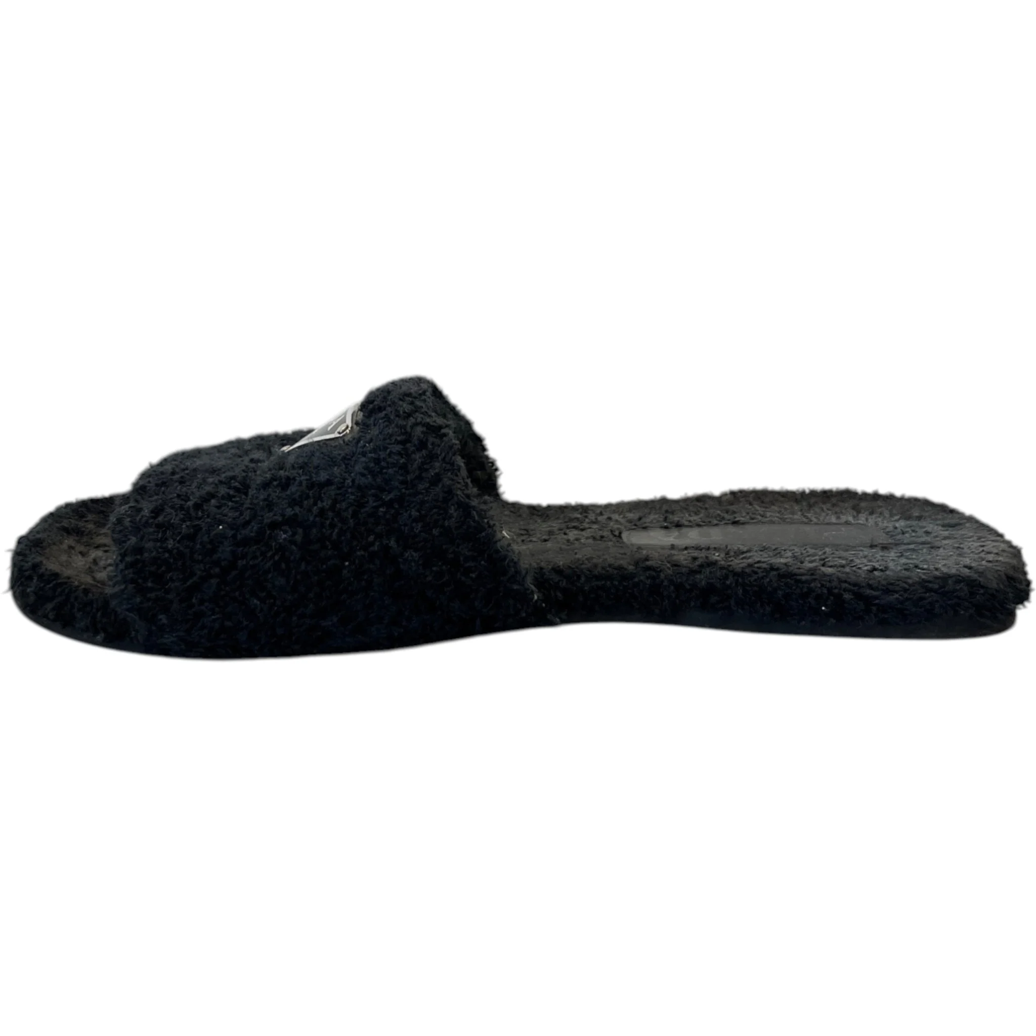Women's Shearling Plaque Logo Slides Black Size EU 37 / UK 4 - Image 2