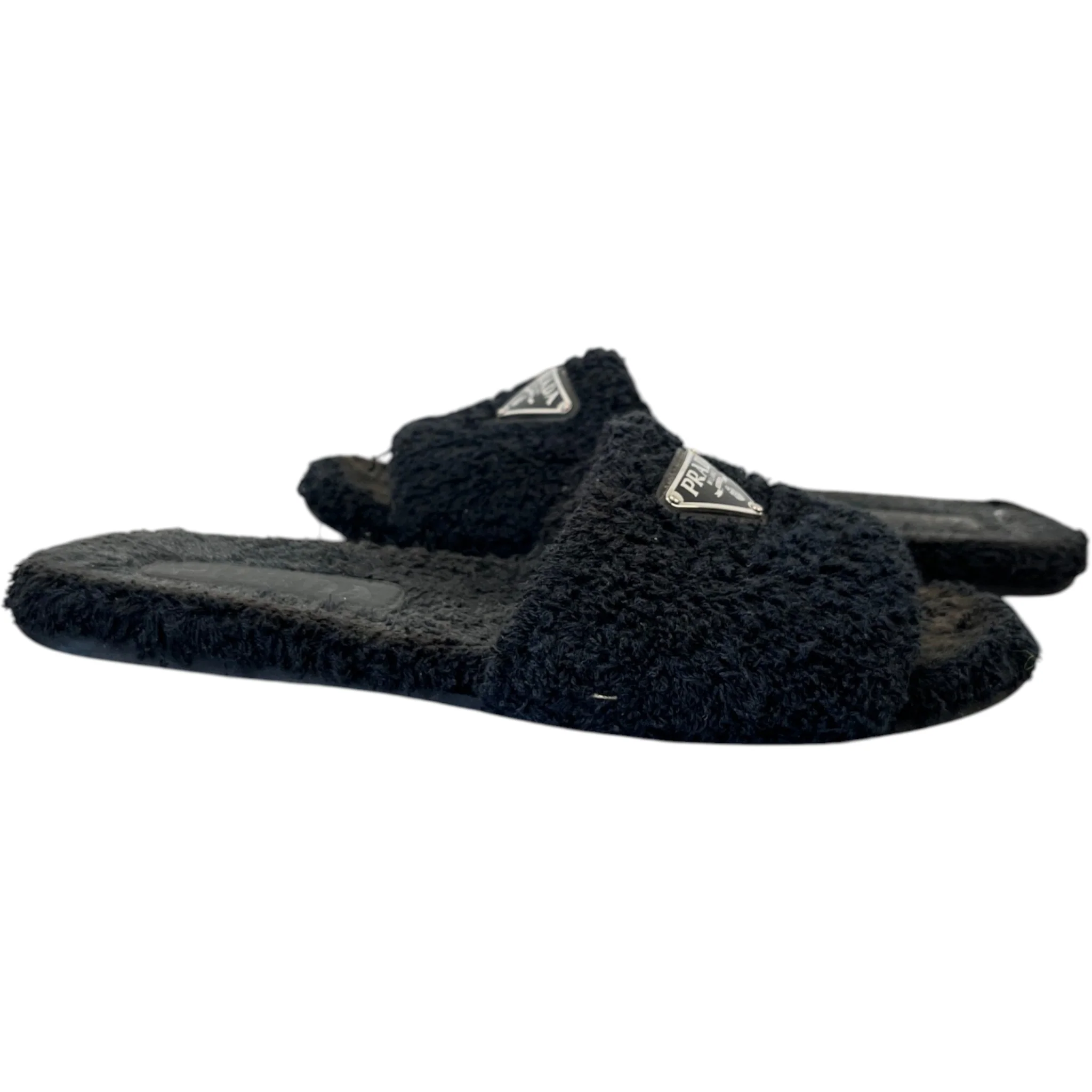 Women's Shearling Plaque Logo Slides Black Size EU 37 / UK 4 - Image 3