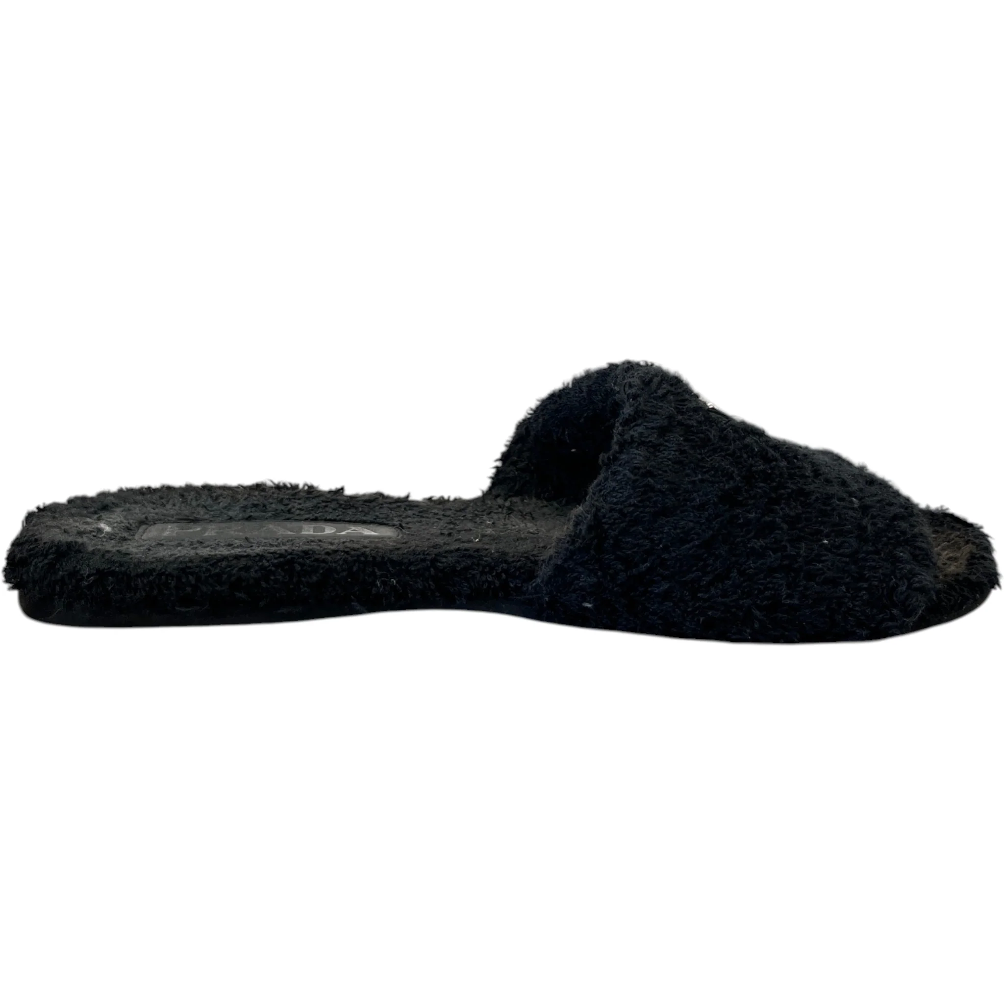 Women's Shearling Plaque Logo Slides Black Size EU 37 / UK 4 - Image 4