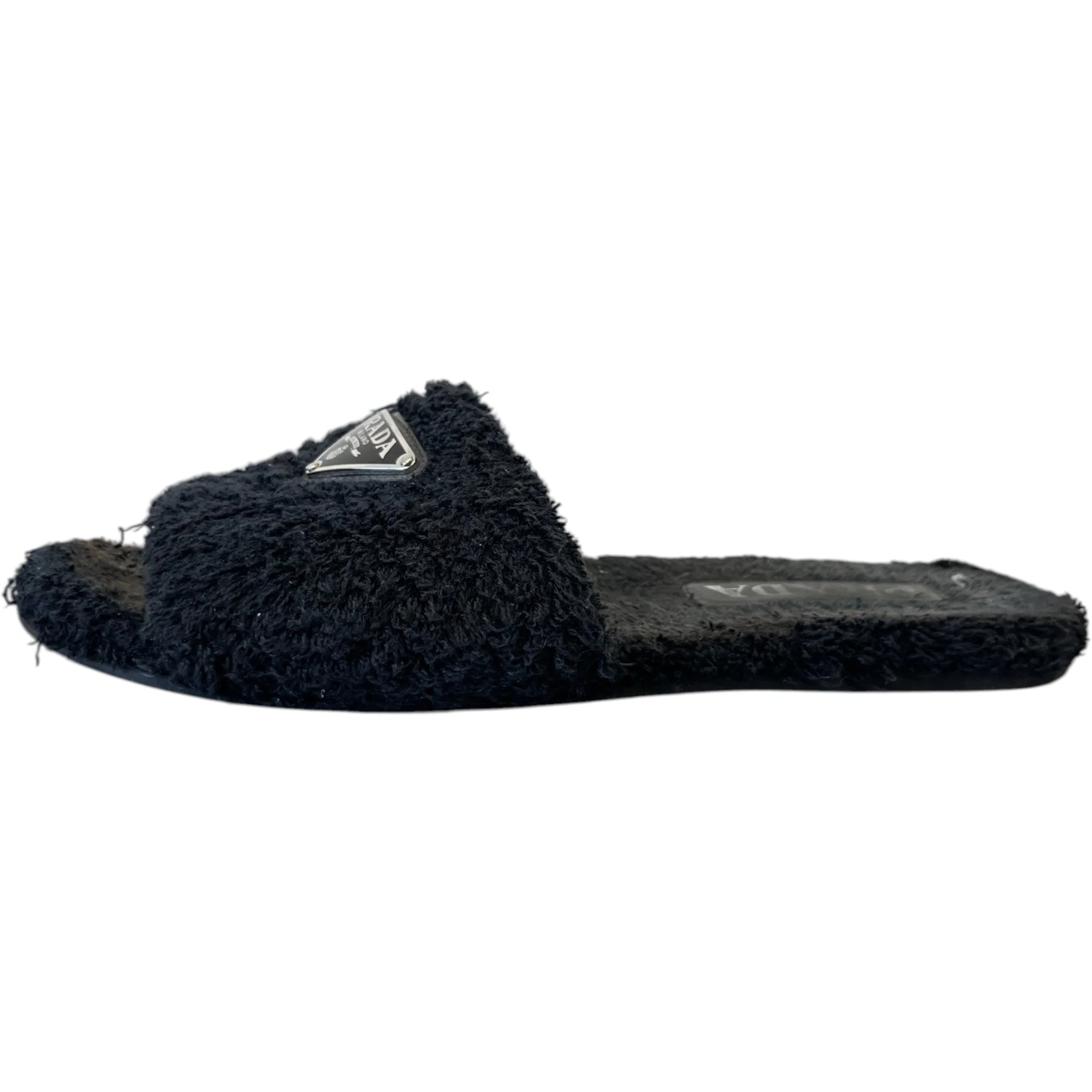 Women's Shearling Plaque Logo Slides Black Size EU 37 / UK 4 - Image 5