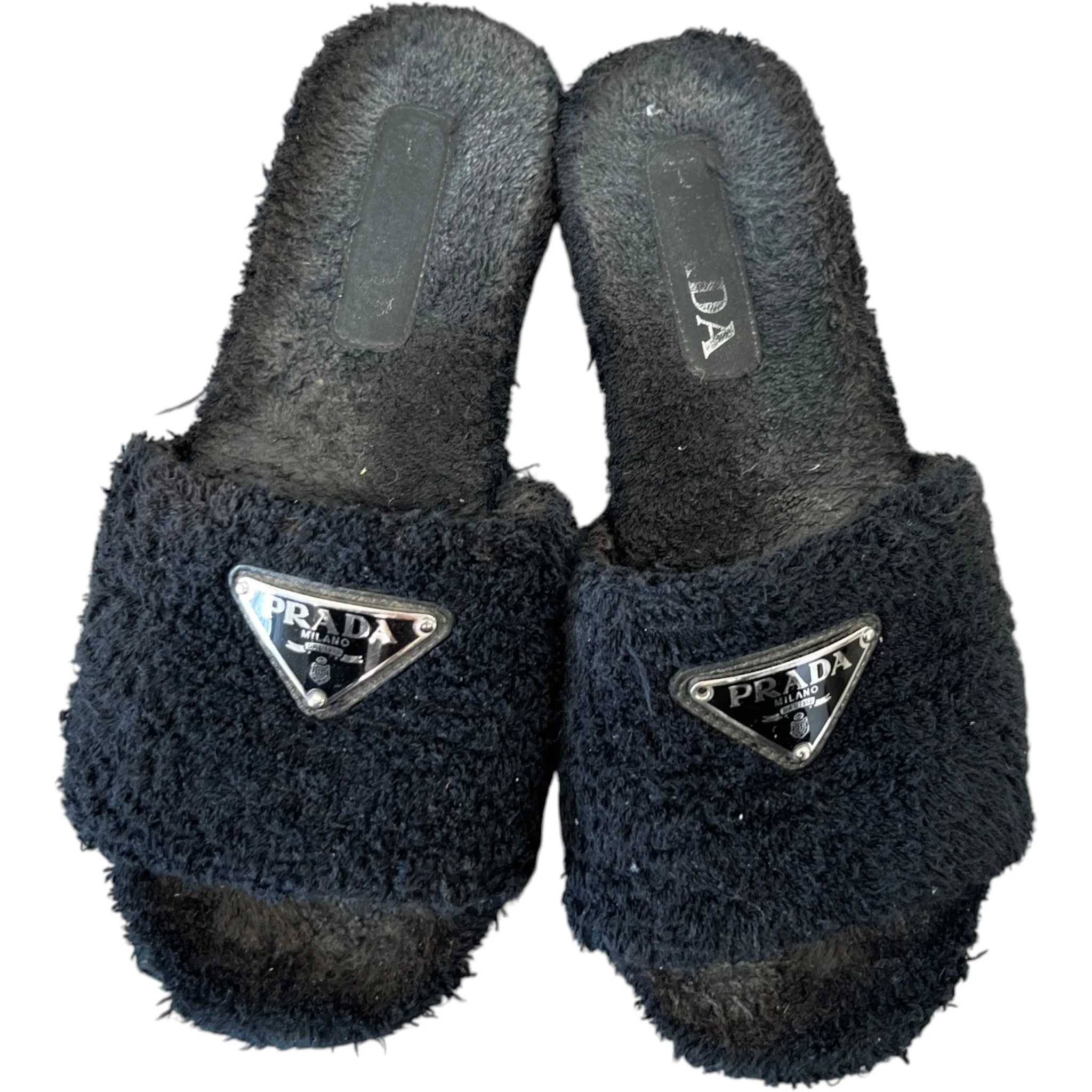 Women's Shearling Plaque Logo Slides Black Size EU 37 / UK 4 - Image 6