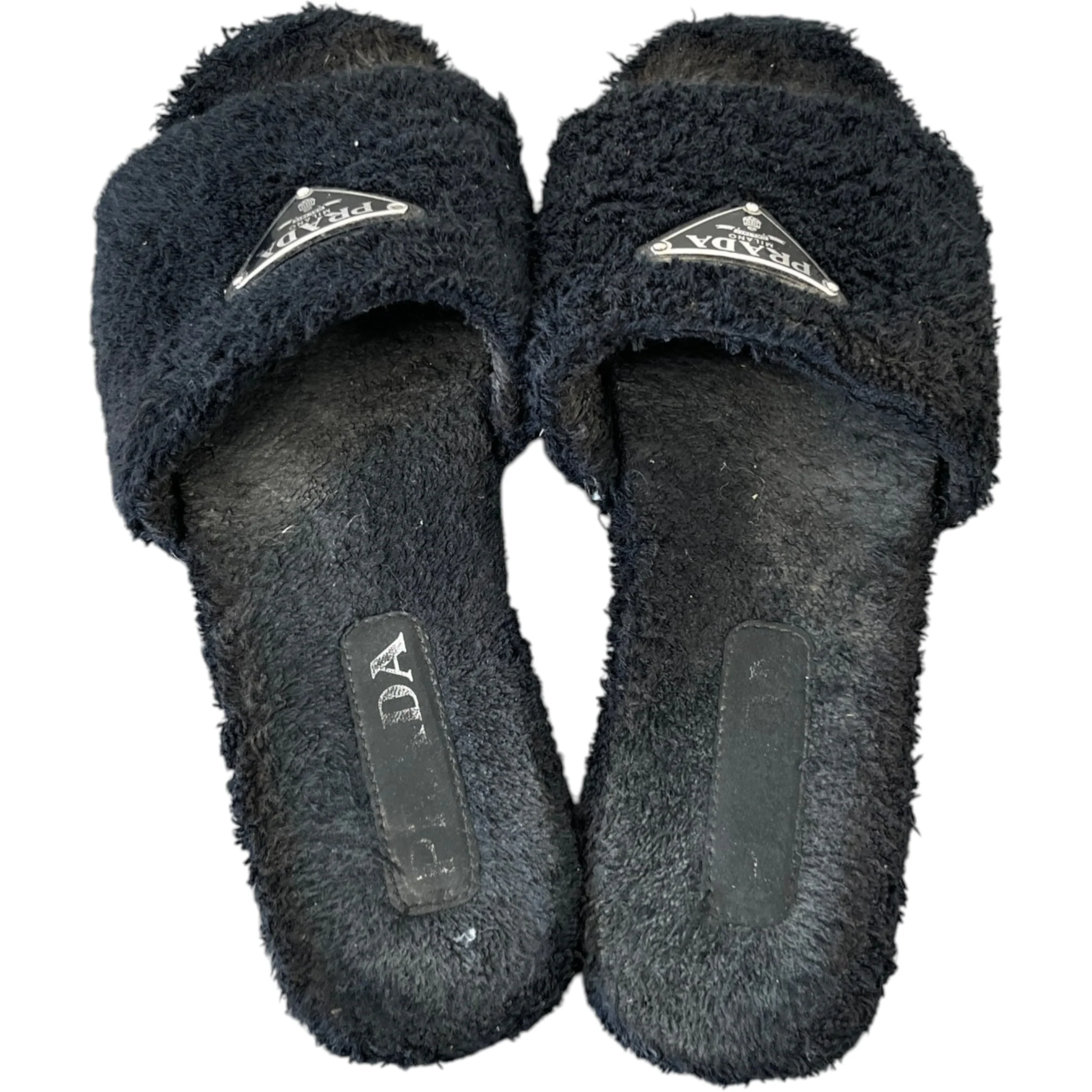 Women's Shearling Plaque Logo Slides Black Size EU 37 / UK 4 - Image 7
