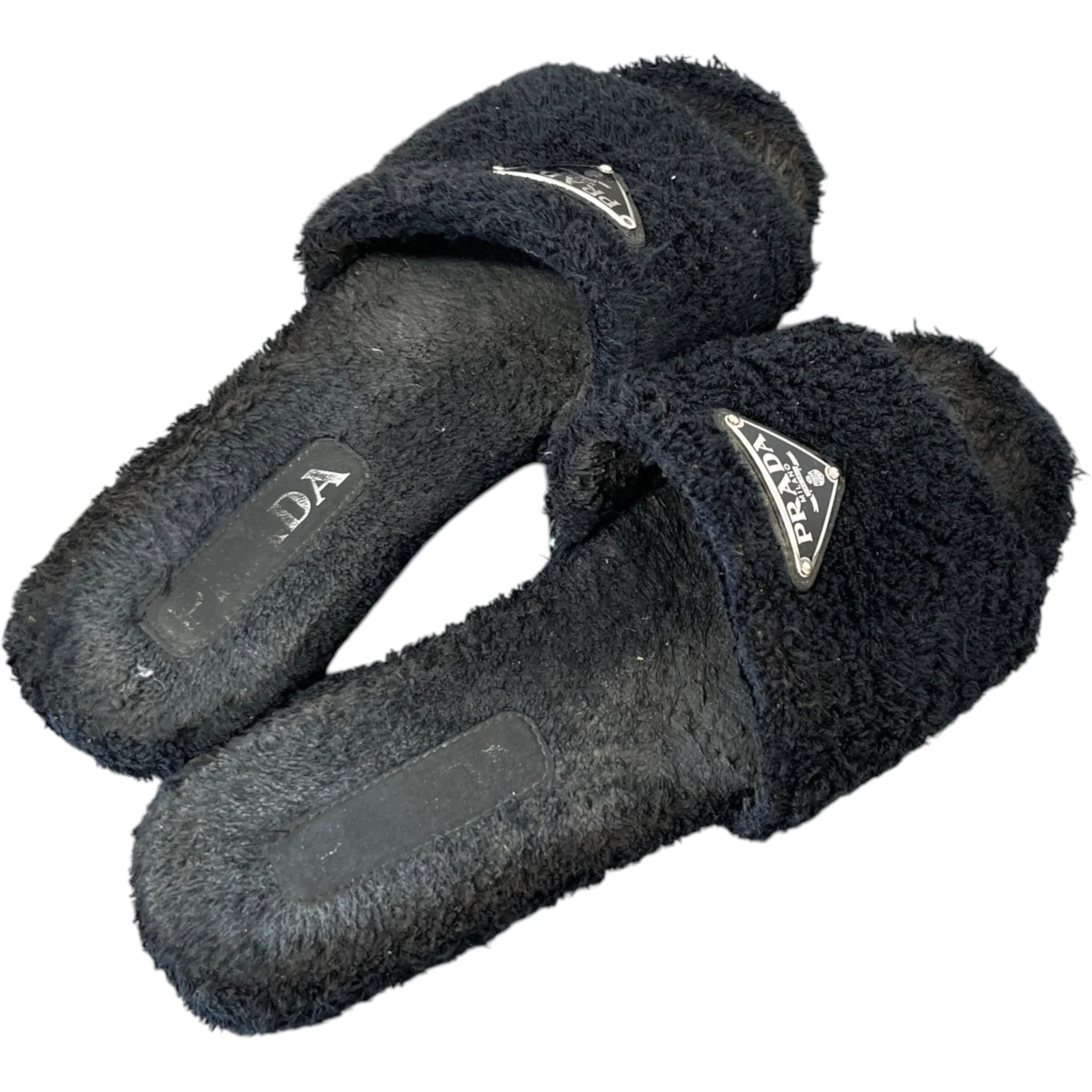Women's Shearling Plaque Logo Slides Black Size EU 37 / UK 4 - Image 8