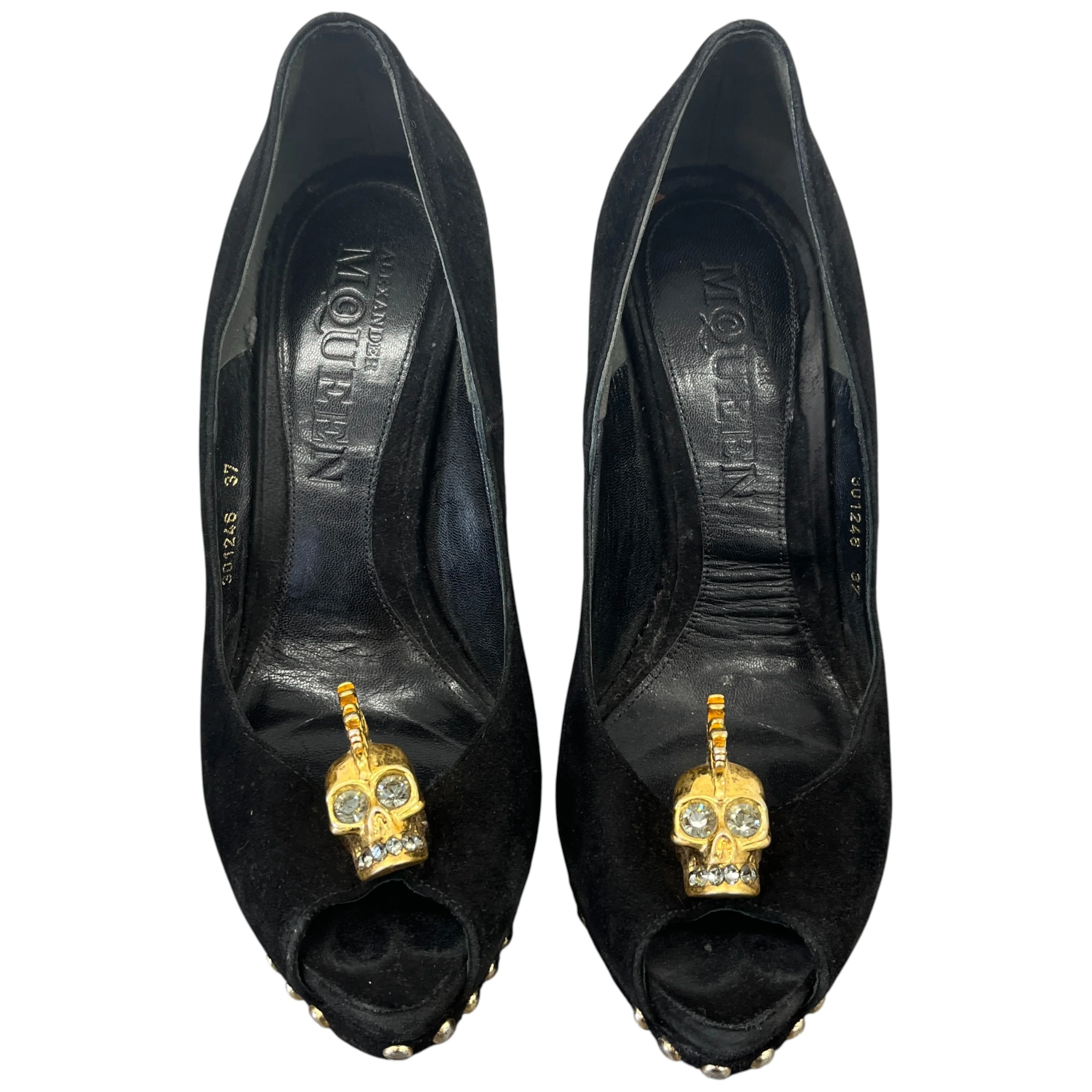 Women's Skull Peep Toe Heels Black Size EU 37 / UK 4 - Image 6