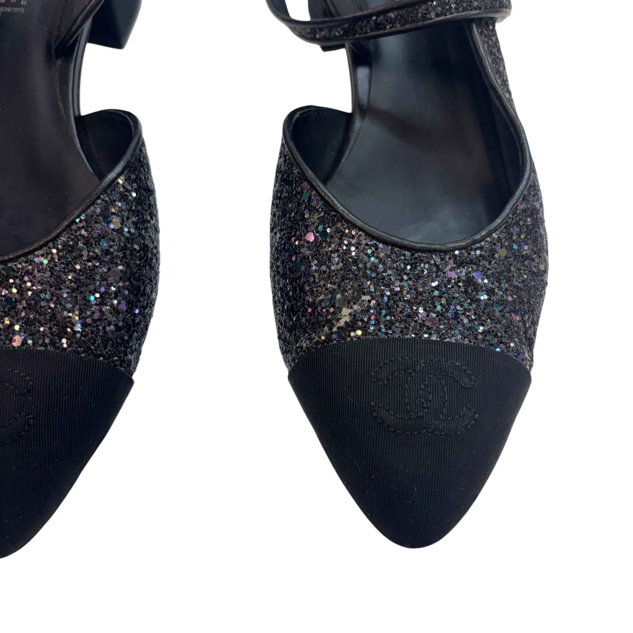 Women's Slingback Glitter Mules Black Size EU 40 / UK 7 - Image 11