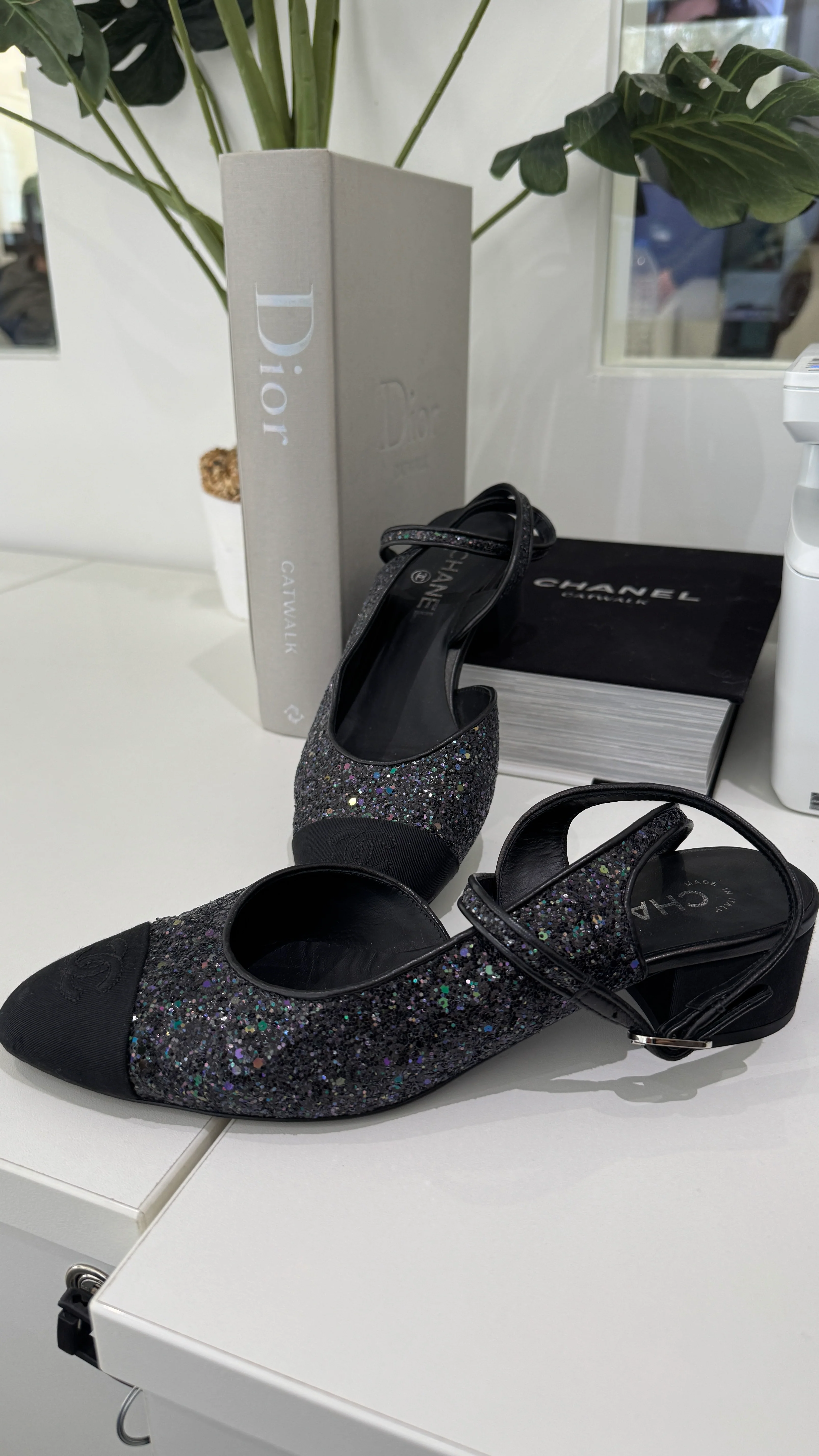 Women's Slingback Glitter Mules Black Size EU 40 / UK 7 - Image 12