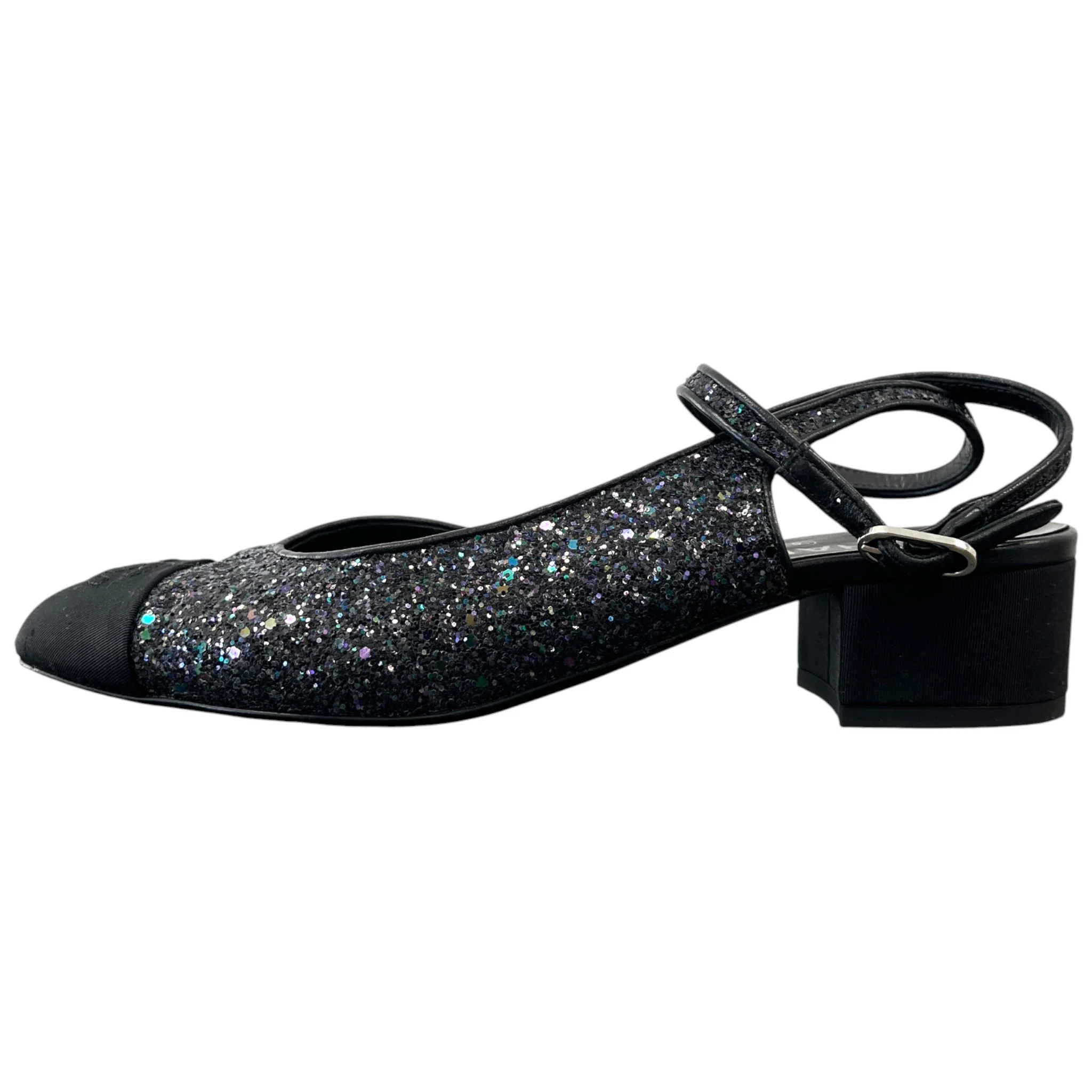 Women's Slingback Glitter Mules Black Size EU 40 / UK 7 - Image 4