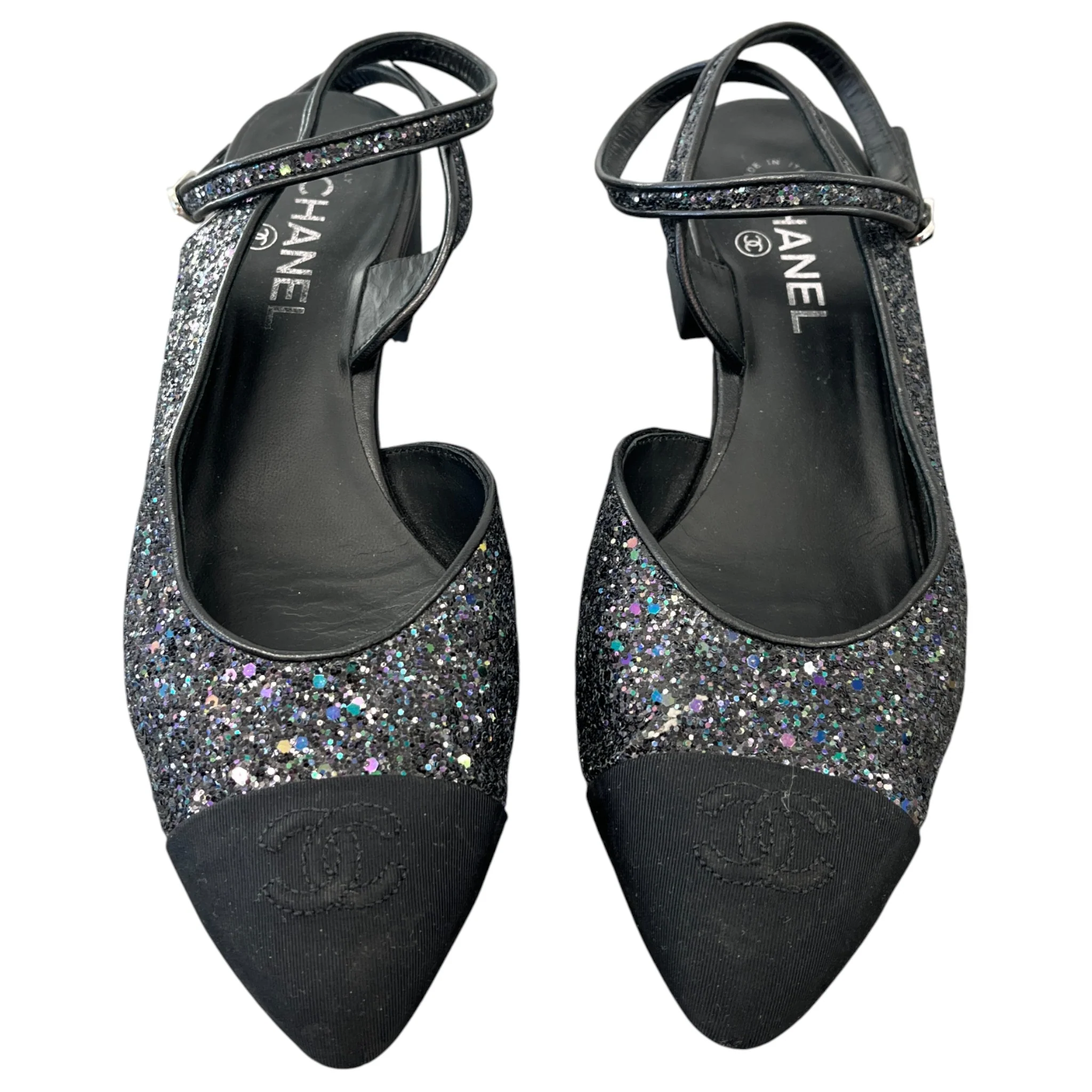 Women's Slingback Glitter Mules Black Size EU 40 / UK 7 - Image 5