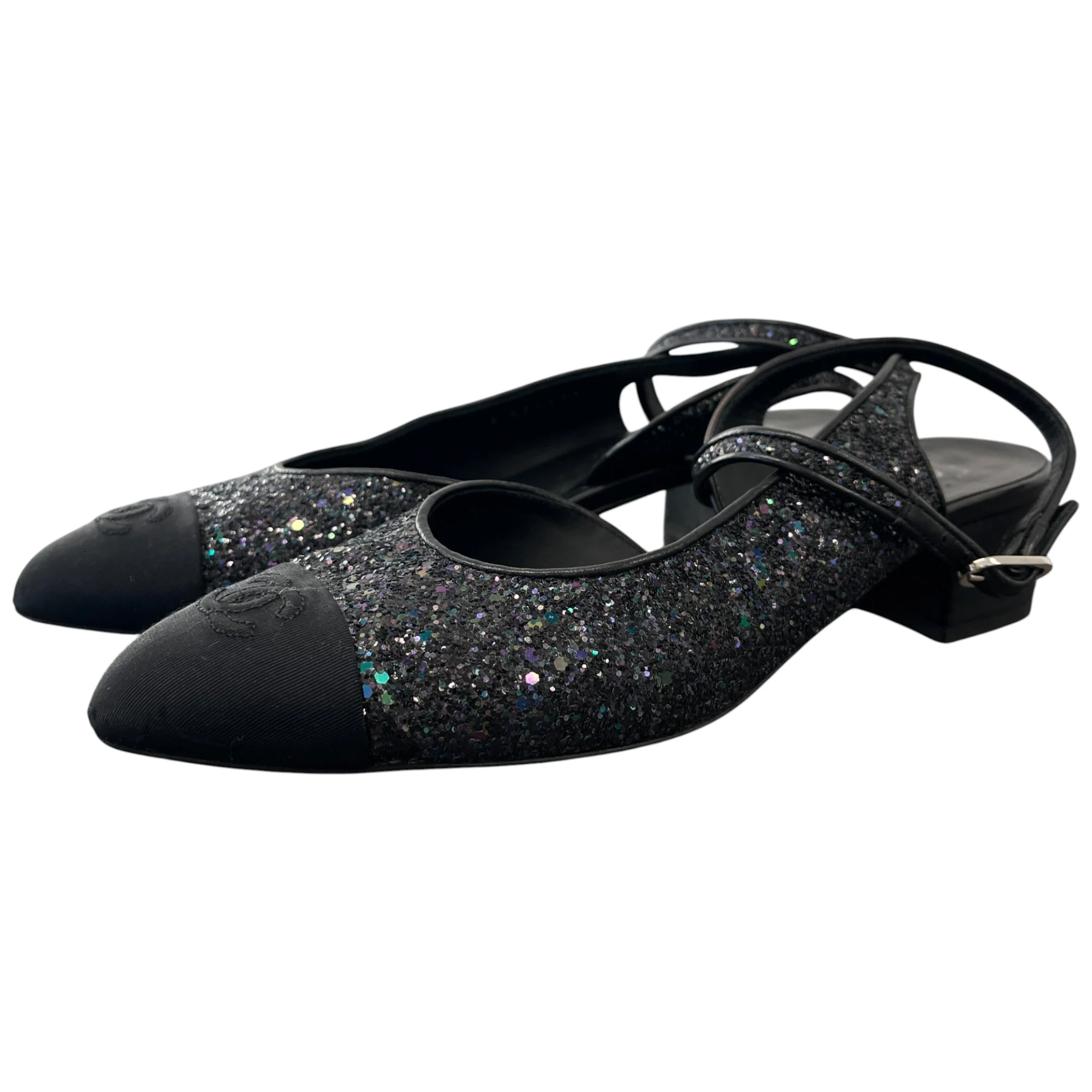 Women's Slingback Glitter Mules Black Size EU 40 / UK 7 - Image 7
