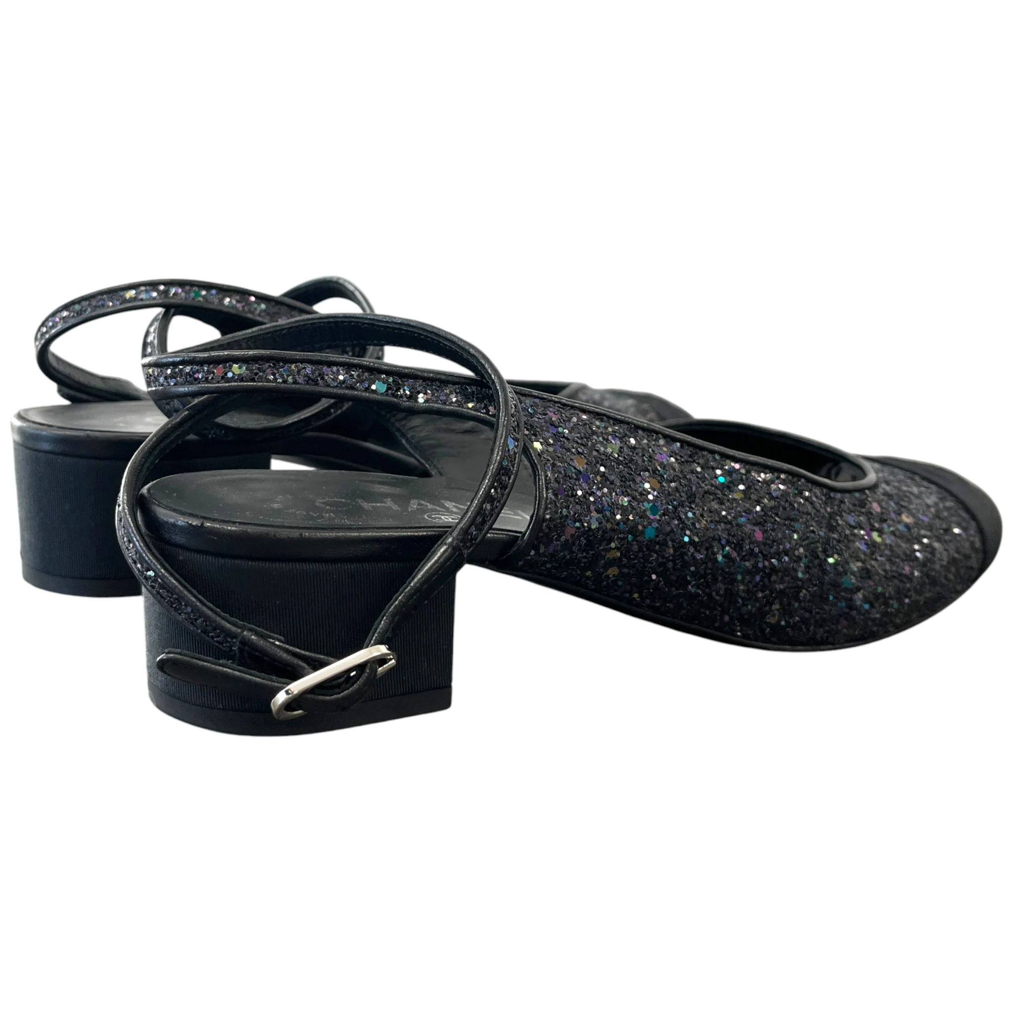 Women's Slingback Glitter Mules Black Size EU 40 / UK 7 - Image 8
