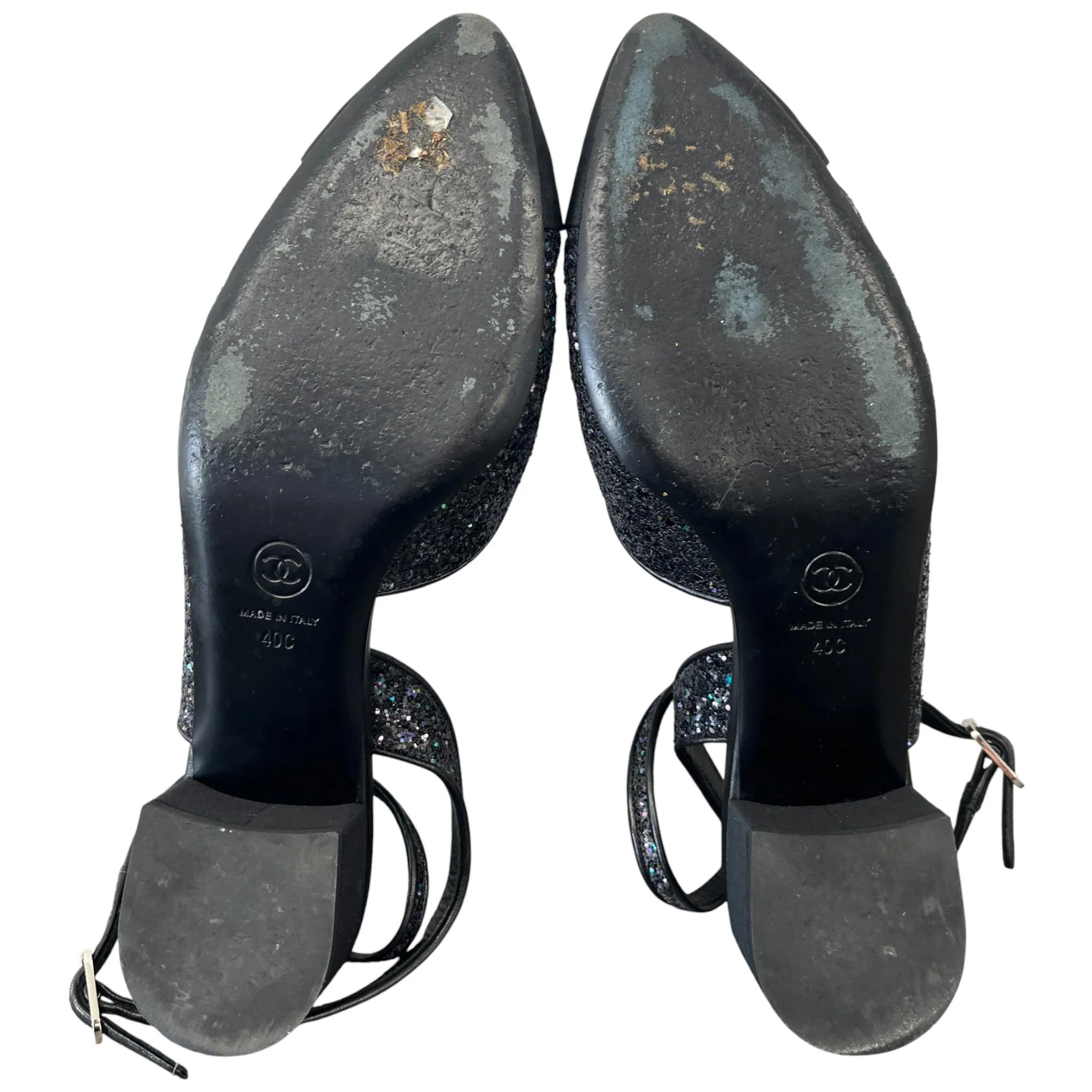 Women's Slingback Glitter Mules Black Size EU 40 / UK 7 - Image 9