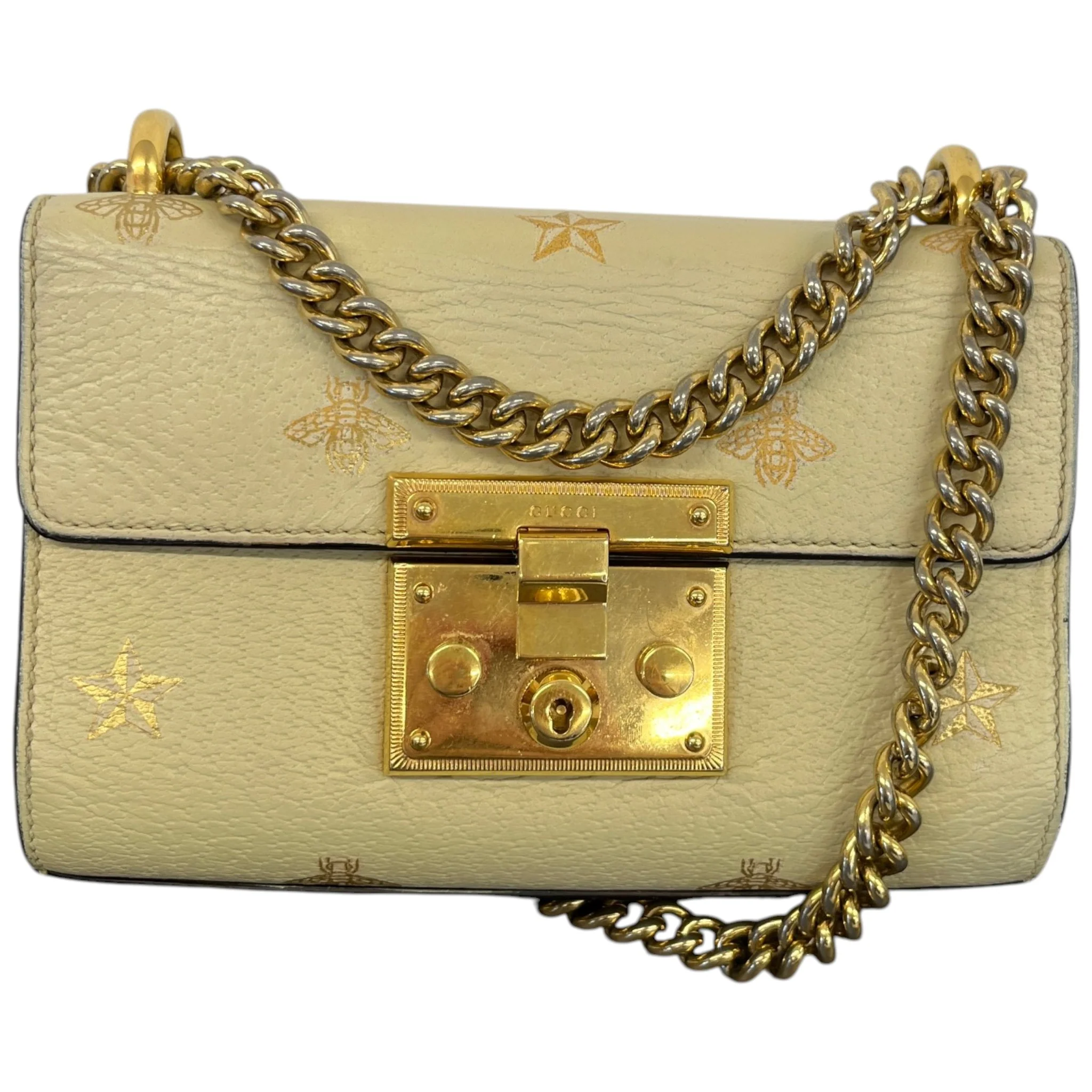 Women's Small Bee Star Padlock Bag Cream