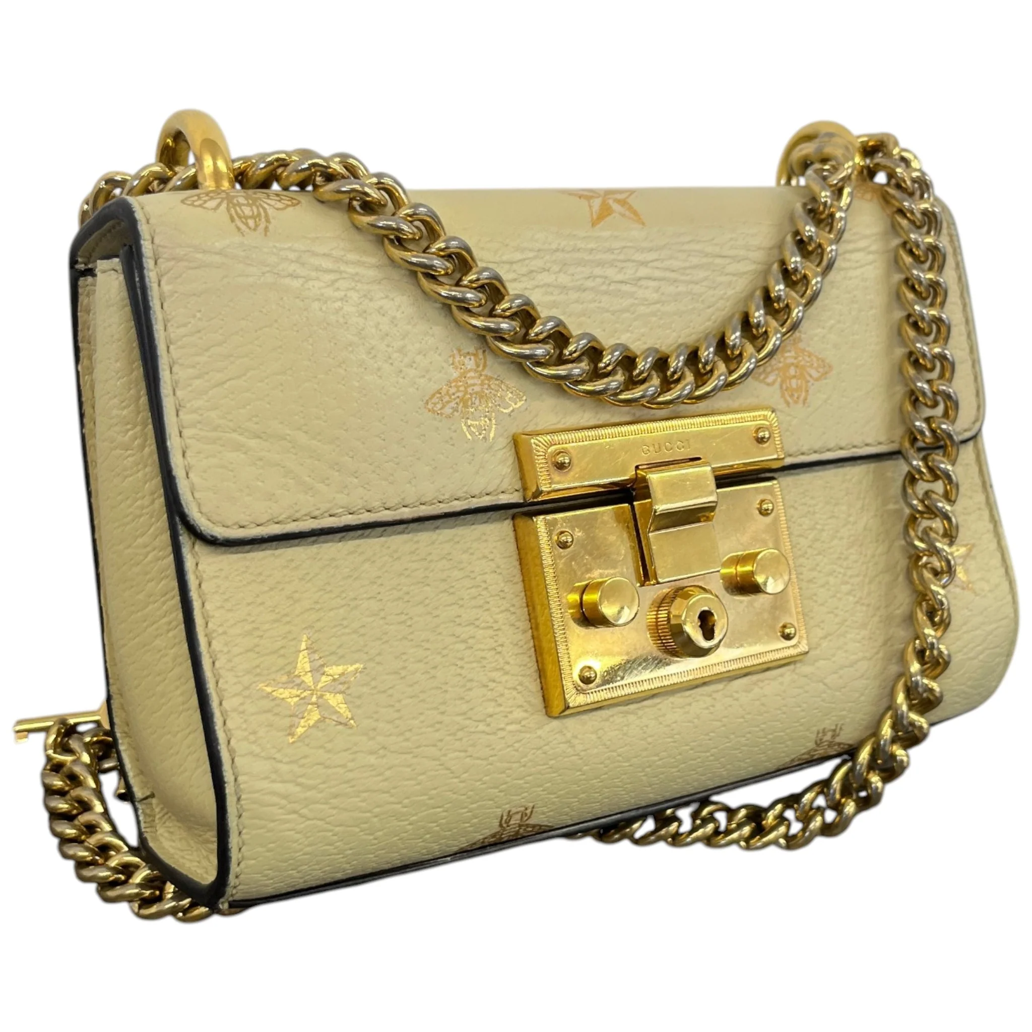 Women's Small Bee Star Padlock Bag Cream - Image 4