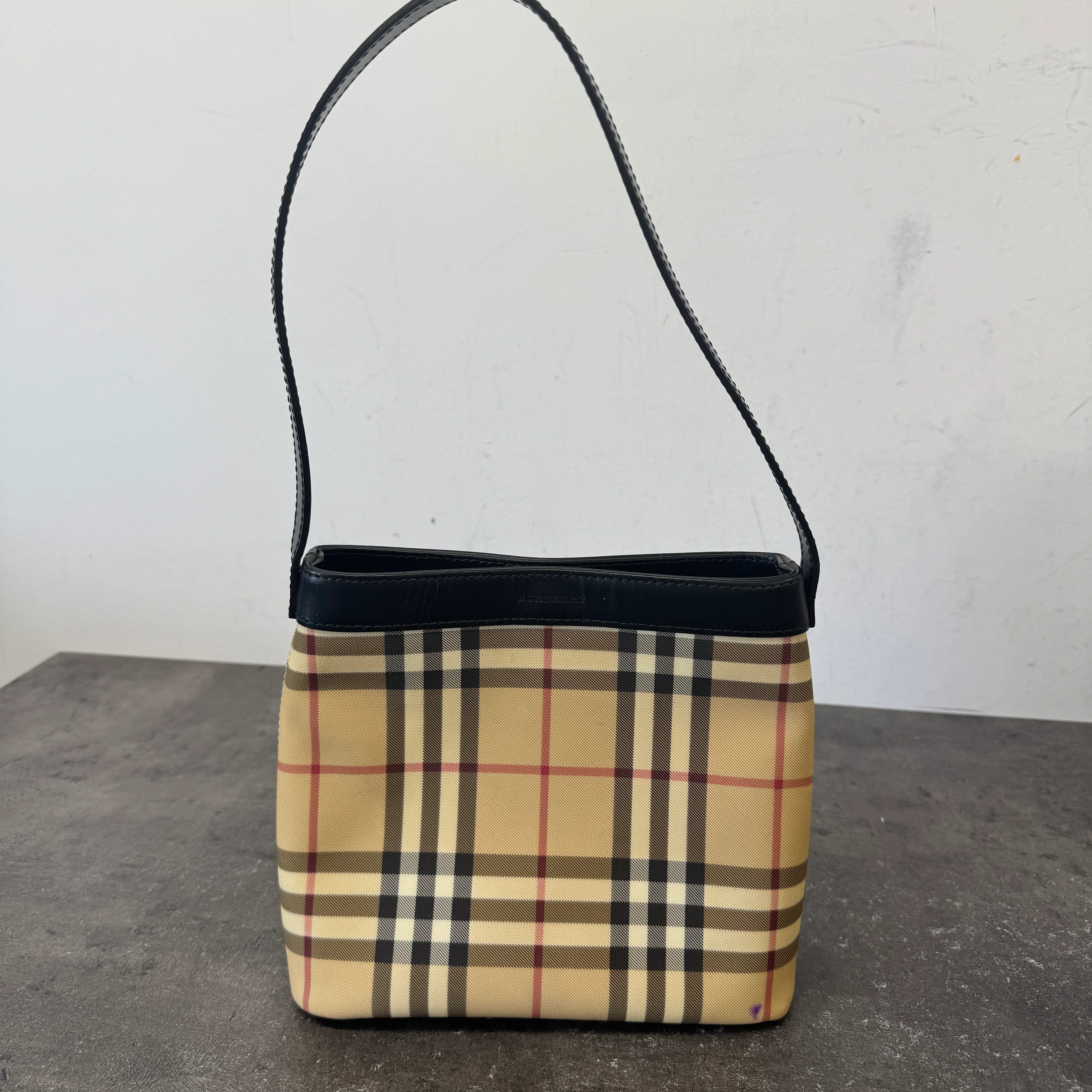 Women's Small Check Print Bag Beige - Image 12