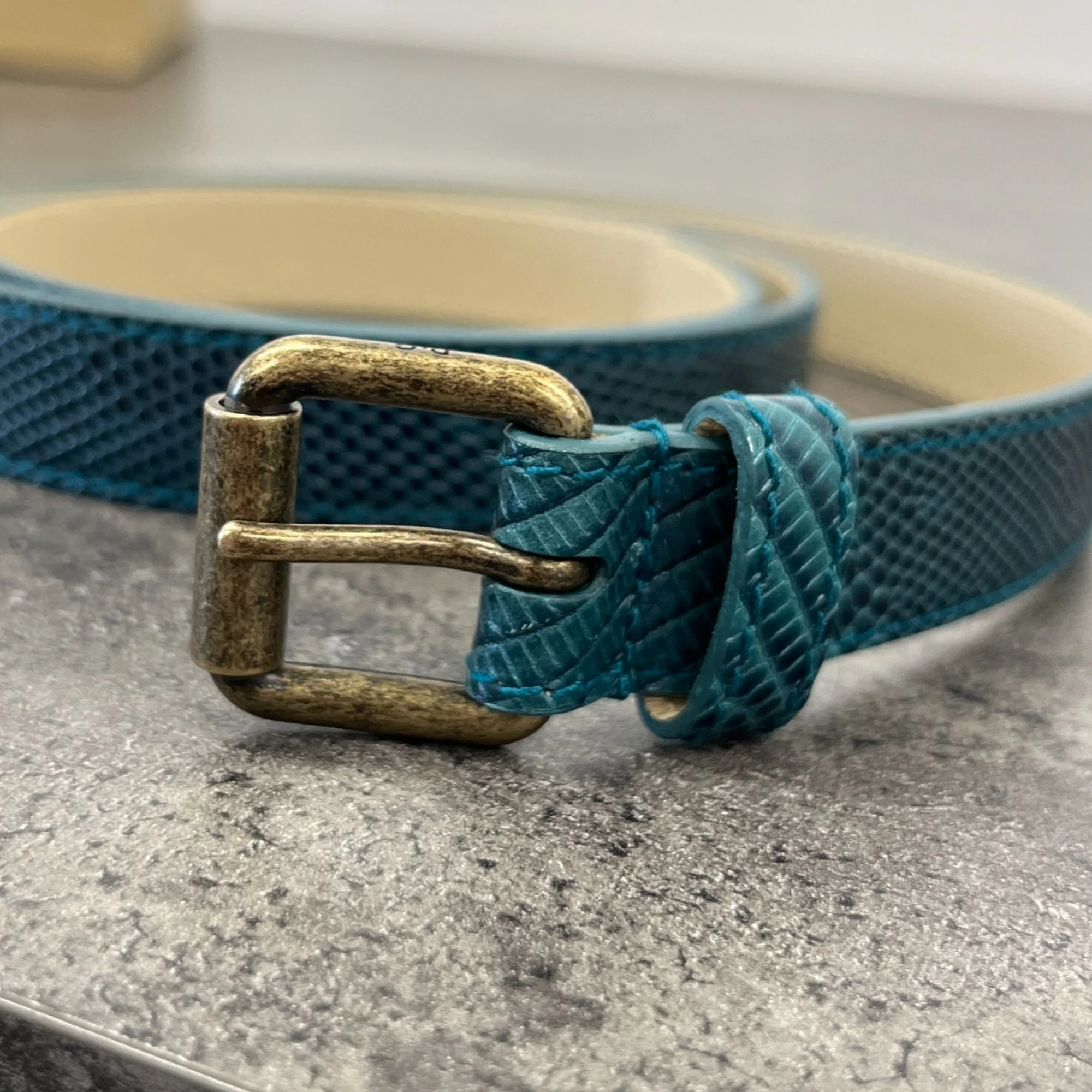Women's Snake Skin Thin Belt Blue Size Waist 30" - Image 7