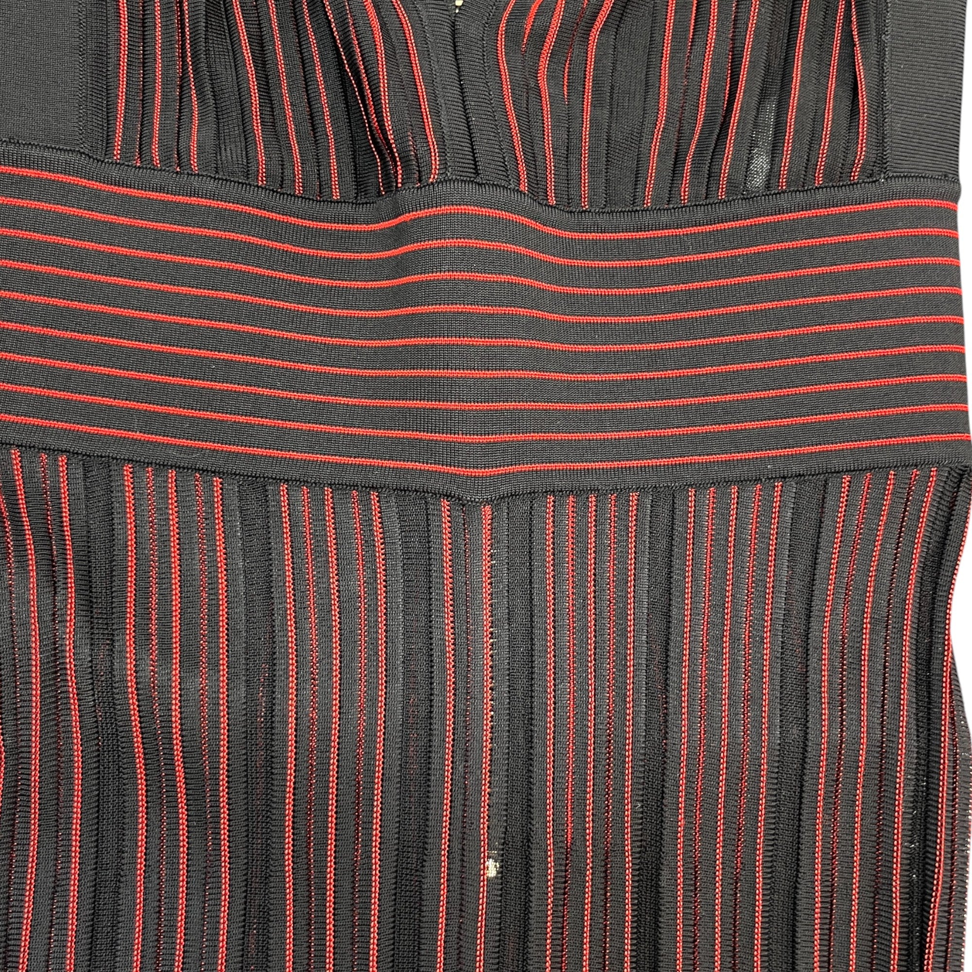 Women's Striped Stretch Sheer Jumpsuit Trousers Burgundy Size S - Image 6