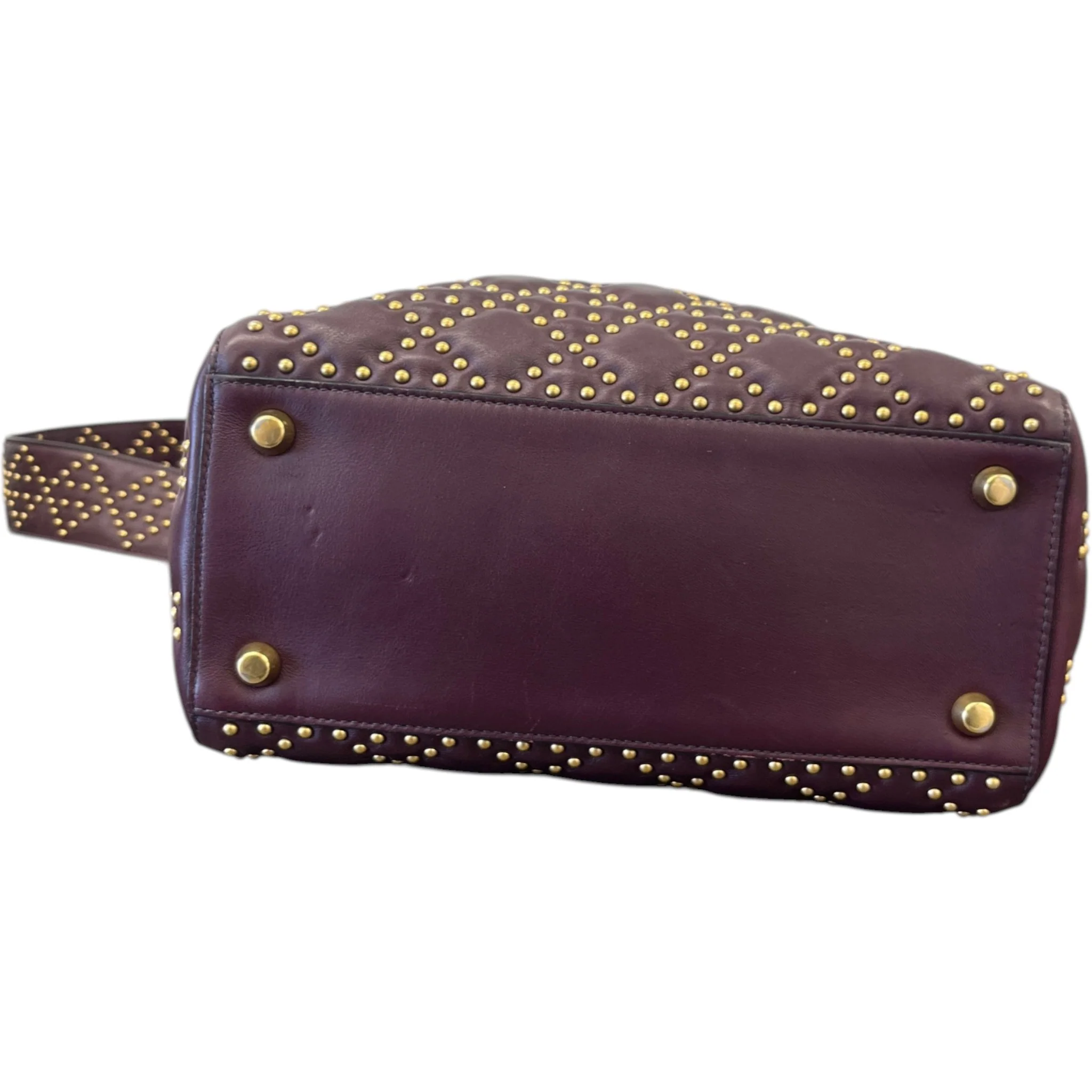 Women's Studded Cannage Lady Dior Handbag Burgundy - Image 10